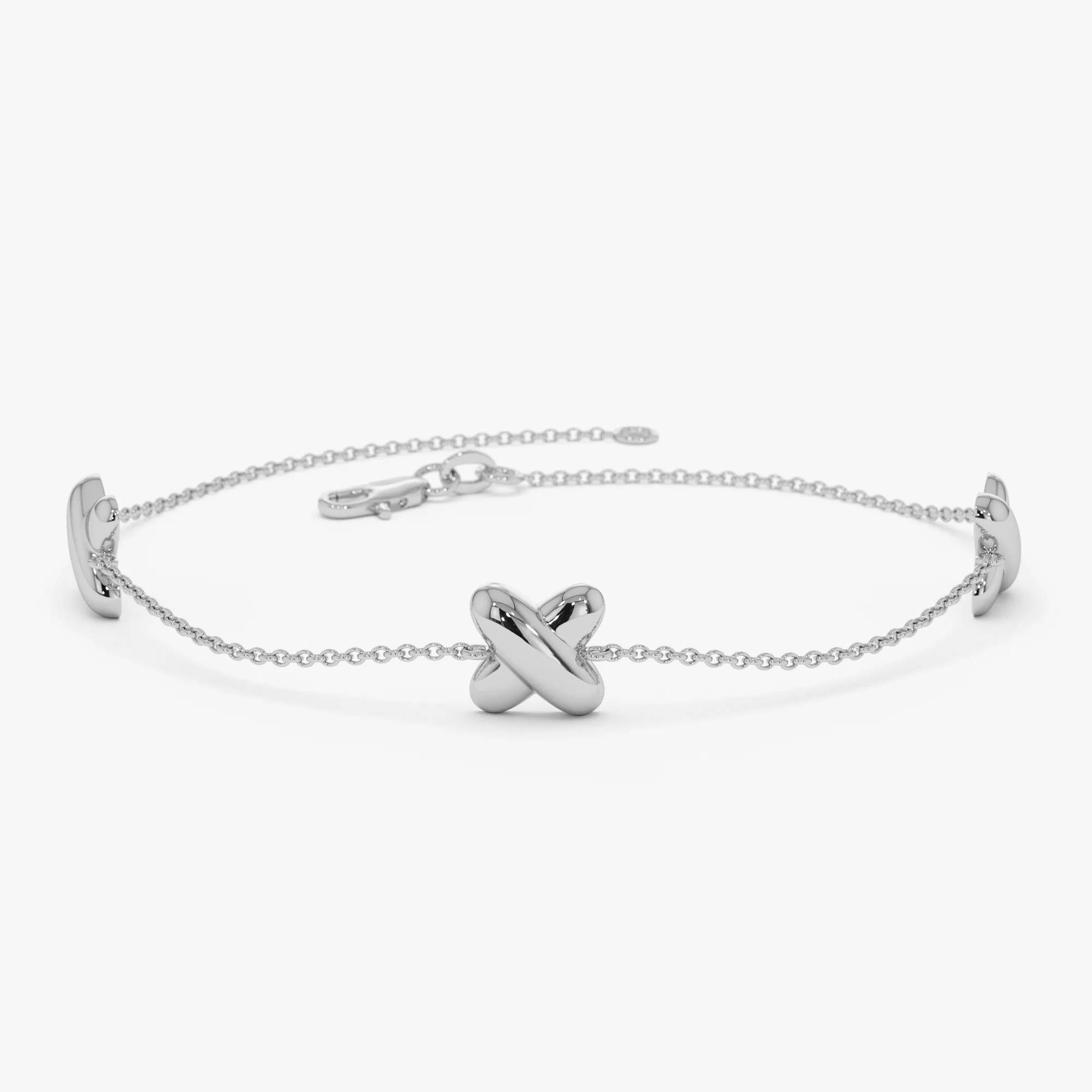 14k Gold Minimalist X Station Bracelet - Image 6
