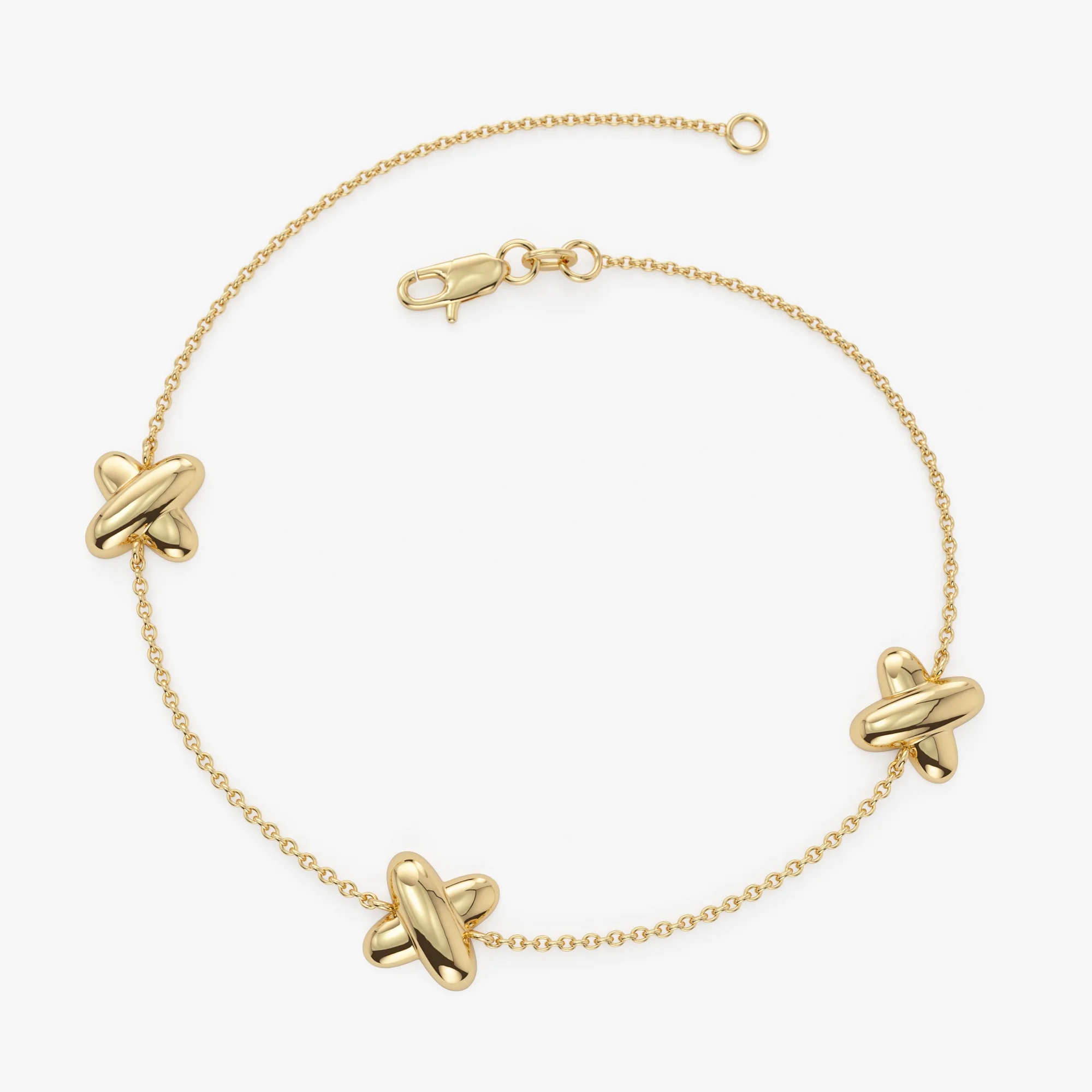 14k Gold Minimalist X Station Bracelet - Image 7
