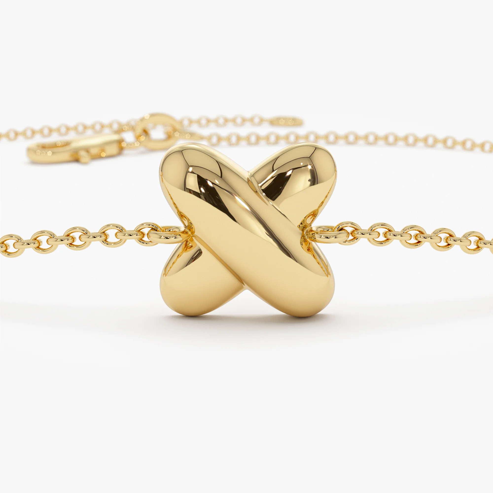 14k Gold Minimalist X Station Bracelet - Image 8
