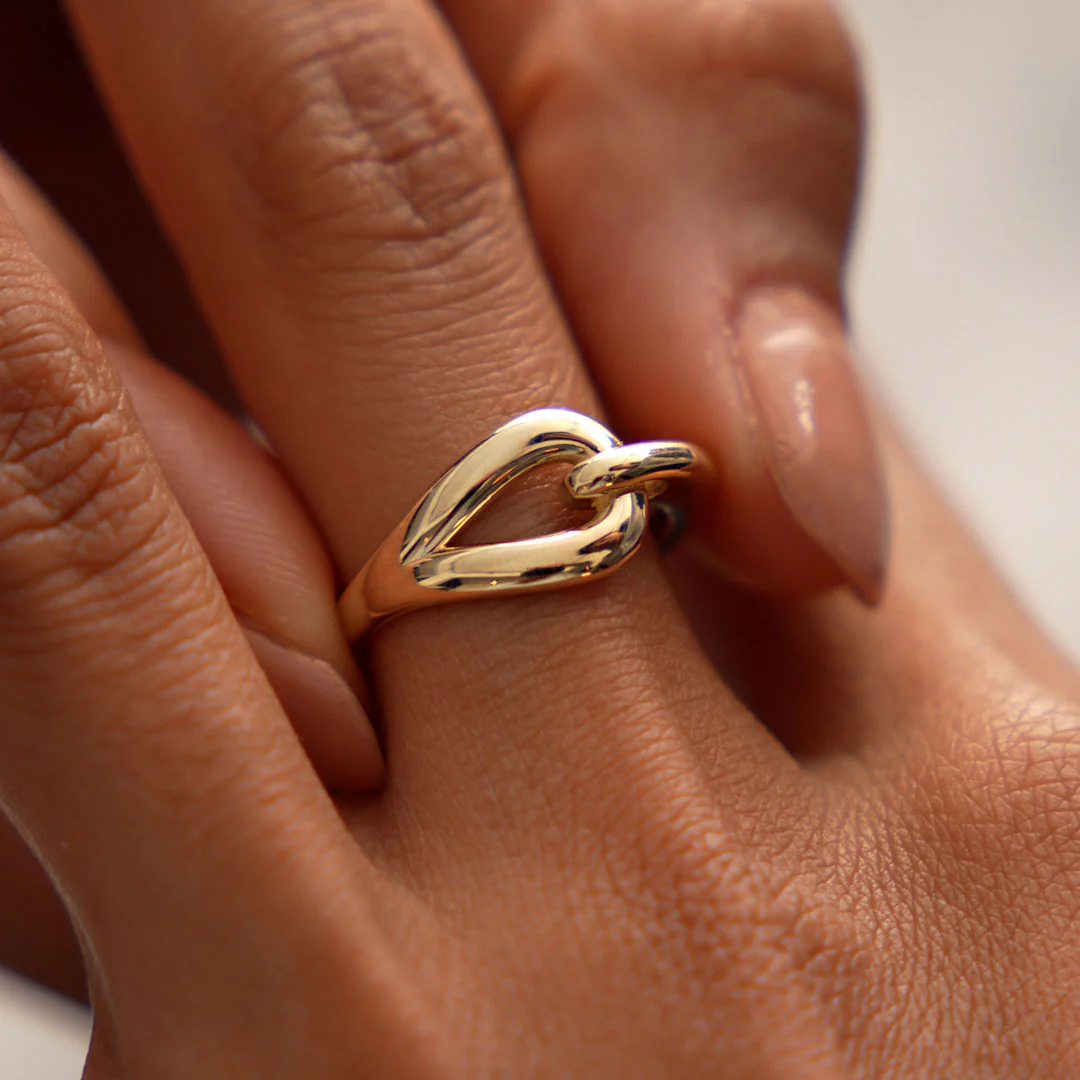 14k Gold Modern Knot Ring - Image 3