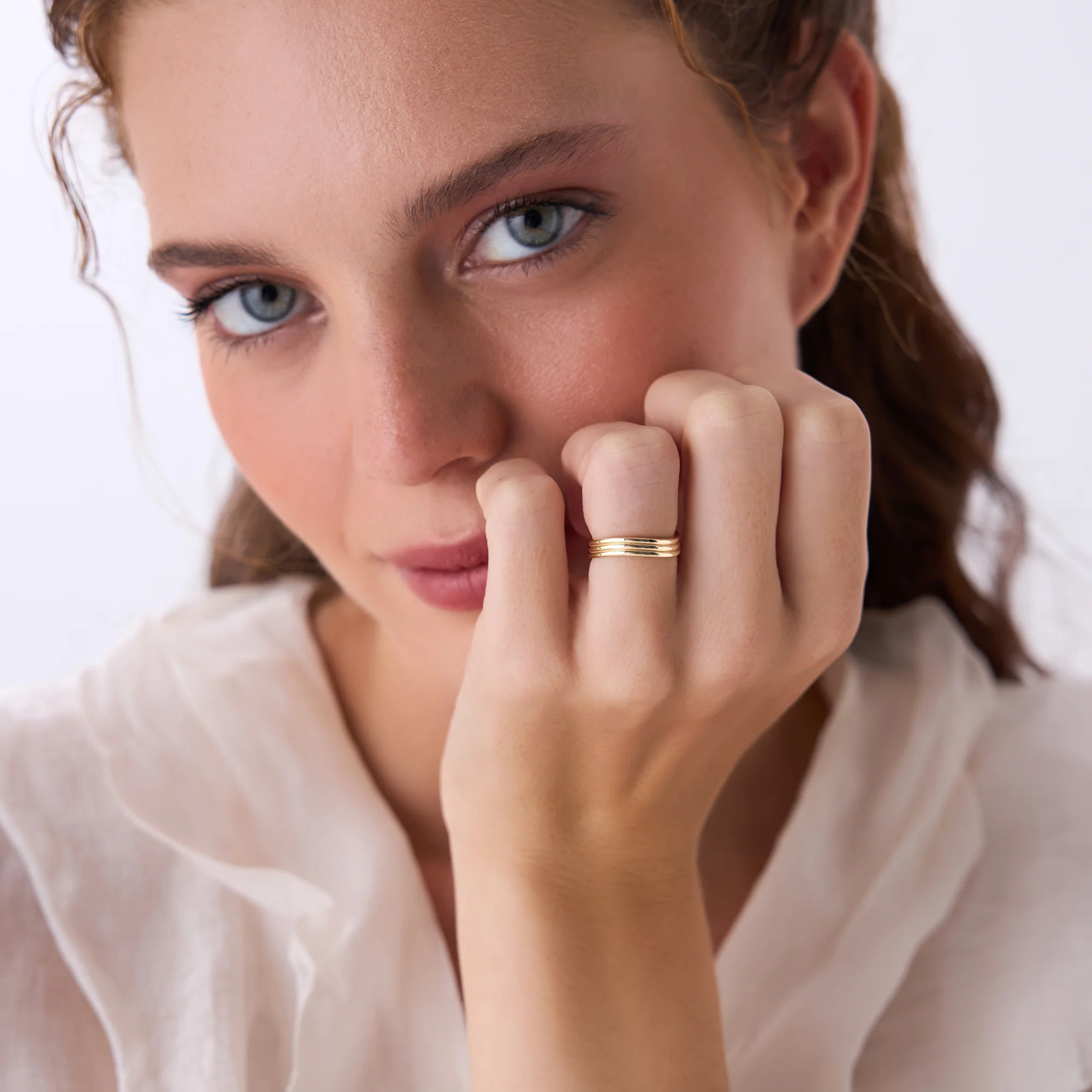 14k Gold Multi-Ribbed Statement Ring - Image 5