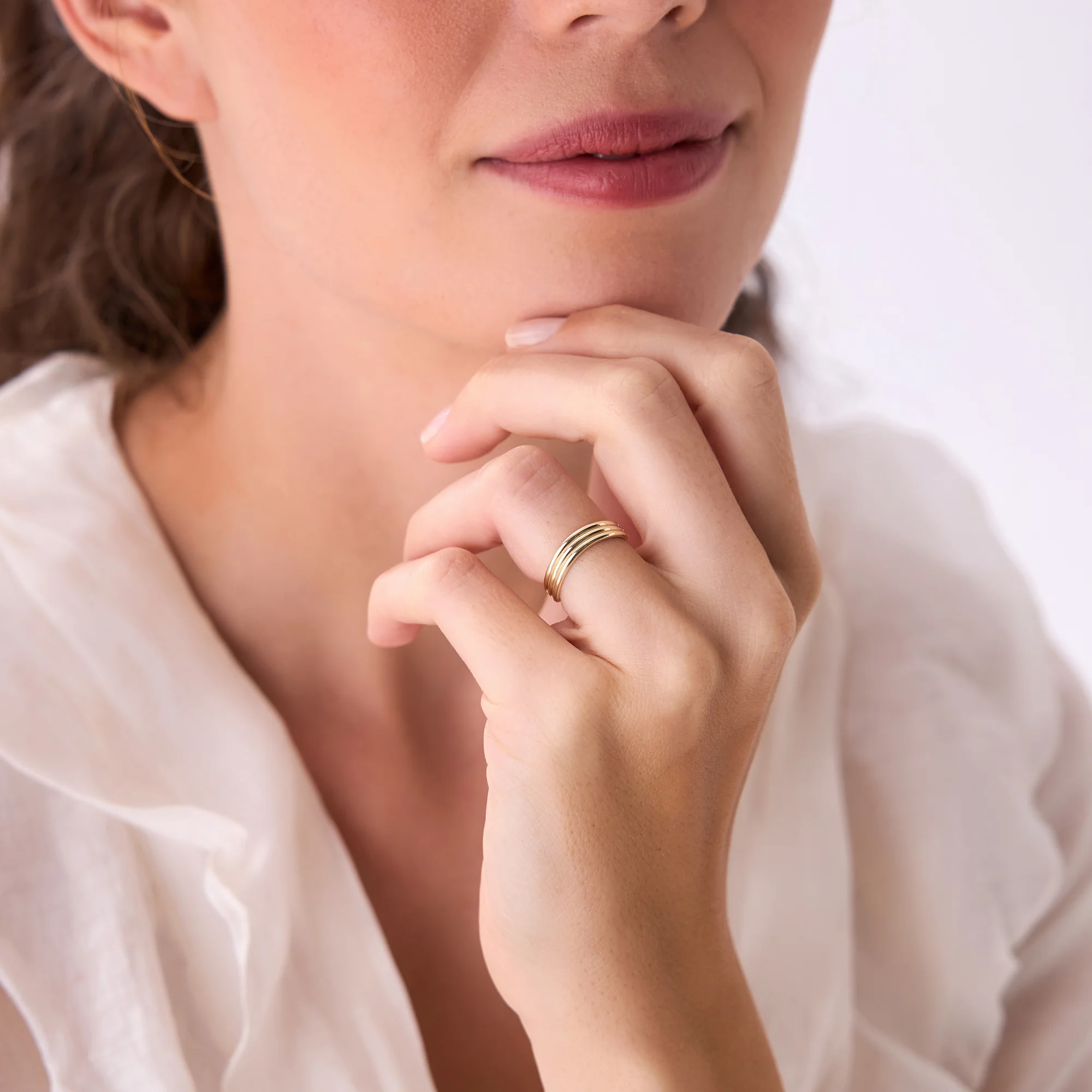 14k Gold Multi-Ribbed Statement Ring - Image 6