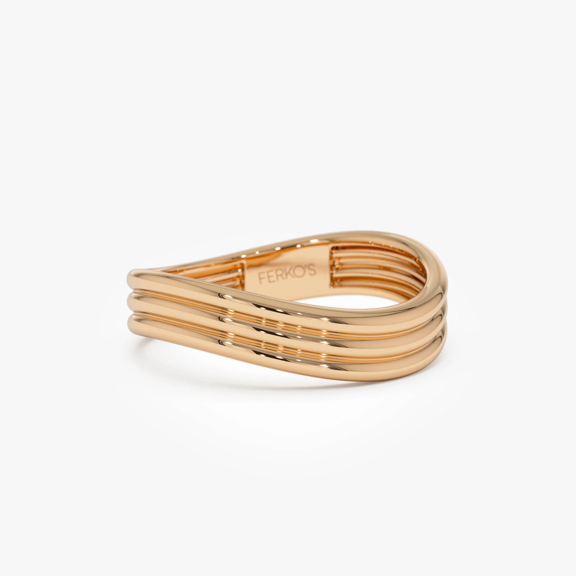 14k Gold Multi-Ribbed Statement Ring - Image 9