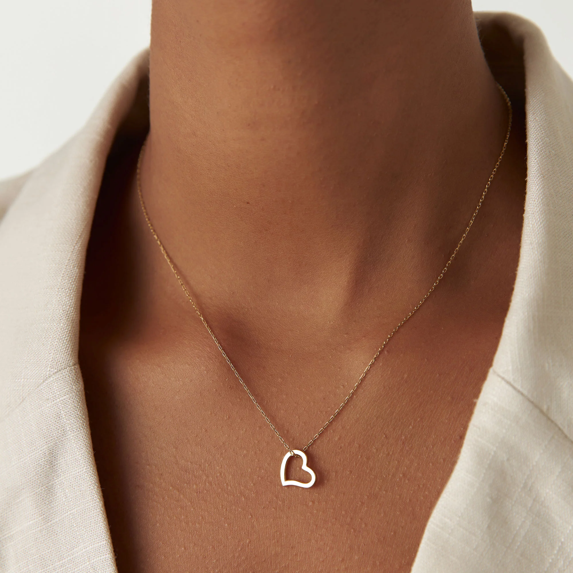 14k Gold Open Heart Shaped Charm Necklace - Image 2