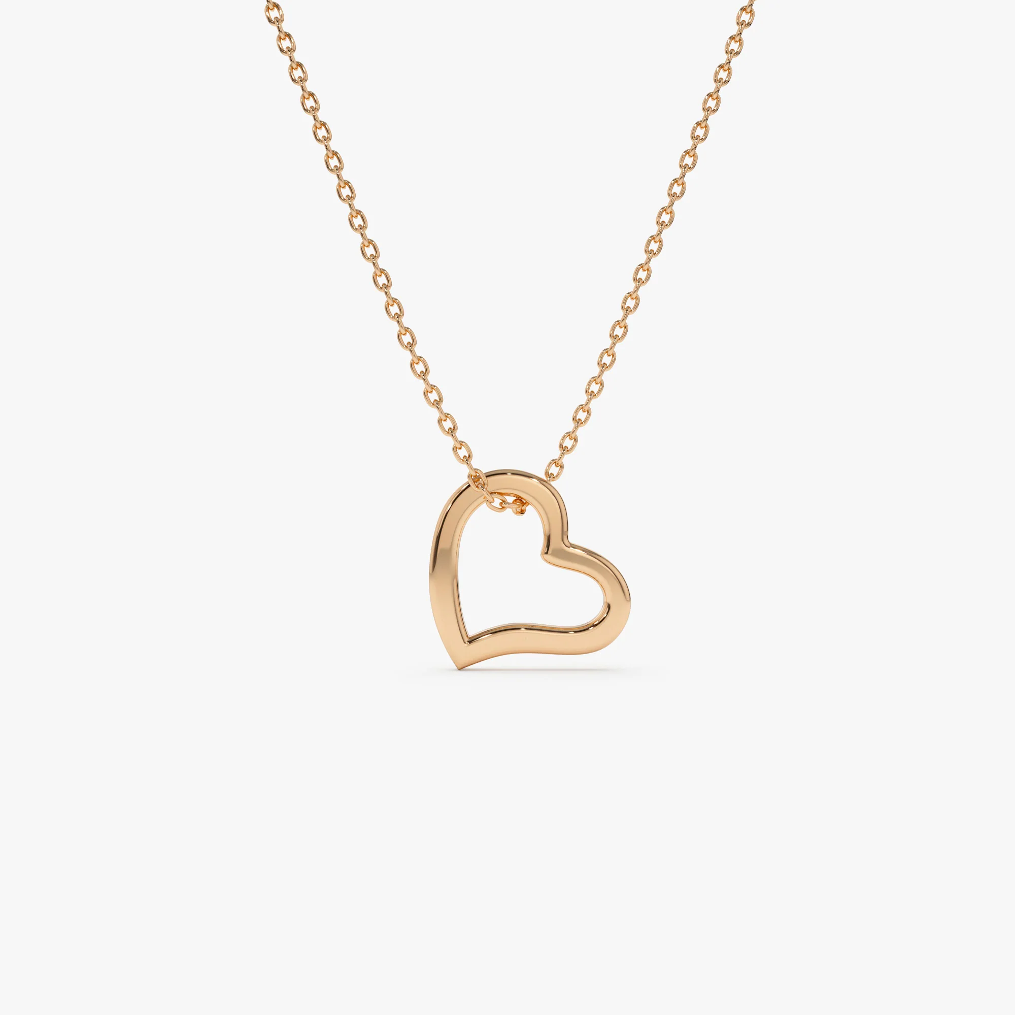 14k Gold Open Heart Shaped Charm Necklace - Image 4