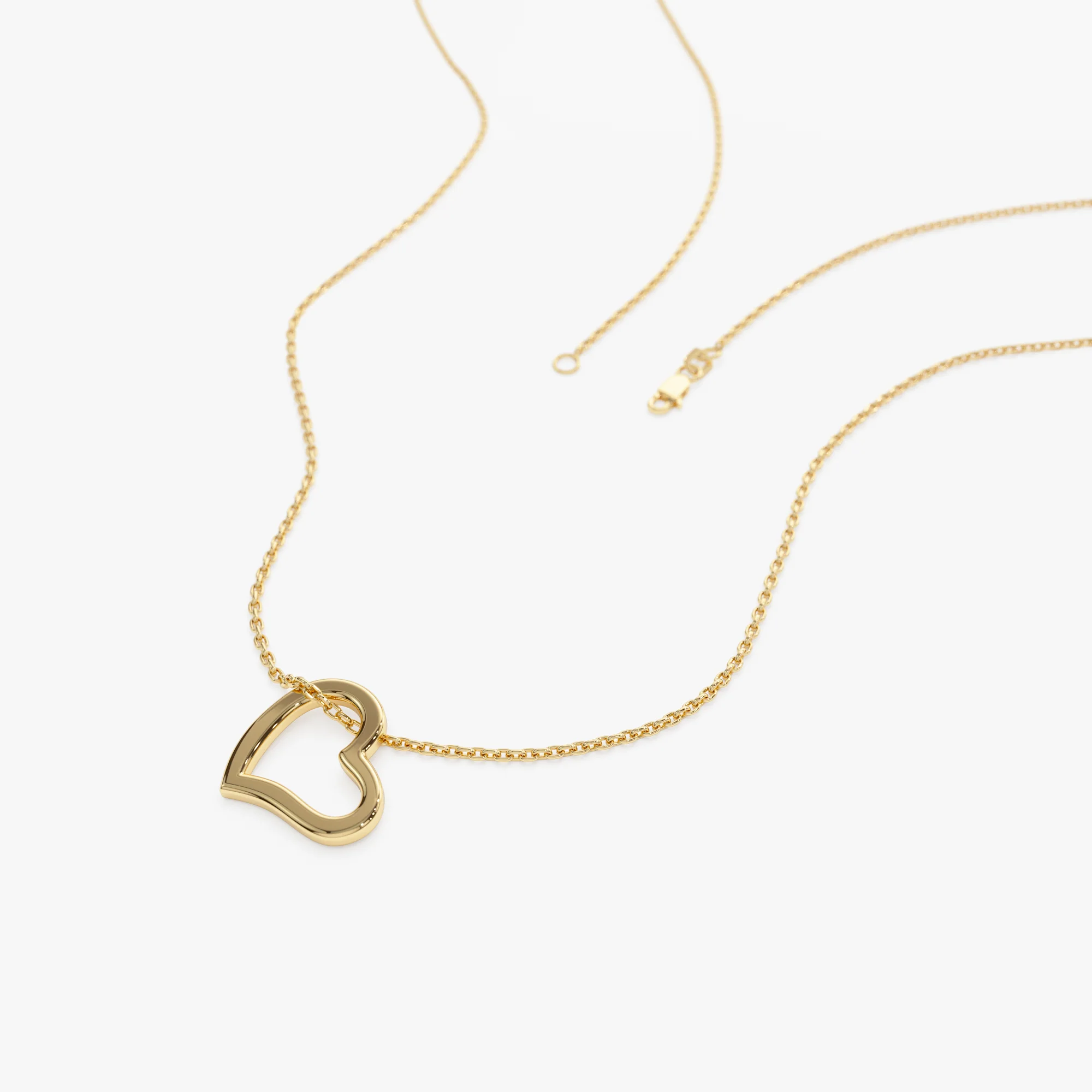 14k Gold Open Heart Shaped Charm Necklace - Image 6