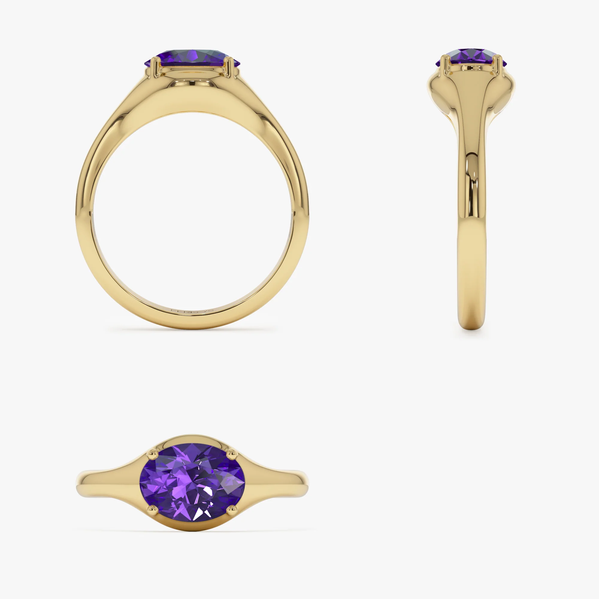14K Oval Shape Prong Setting Amethyst Ring - Image 8