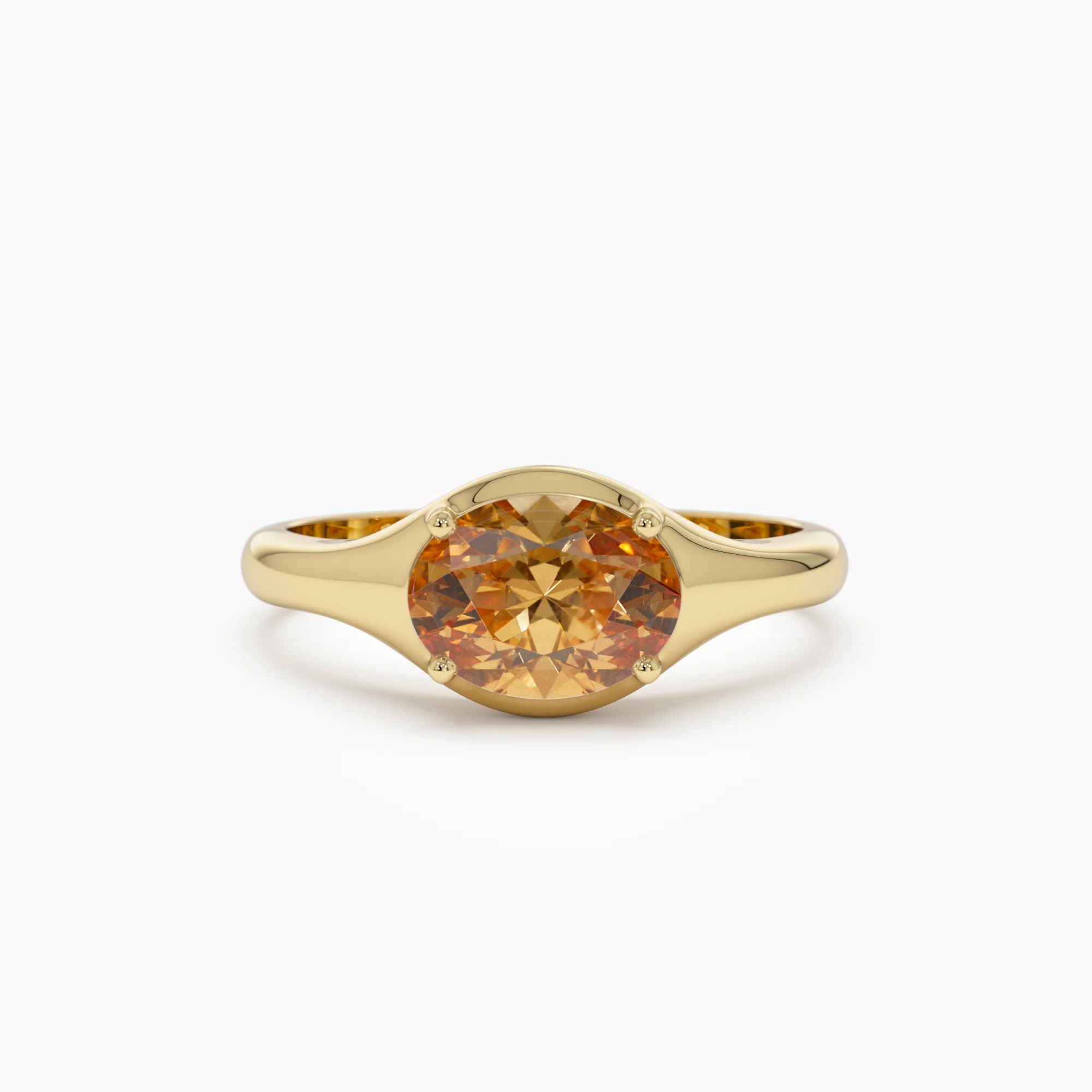 14K Oval Shape Prong Setting Citrine Ring