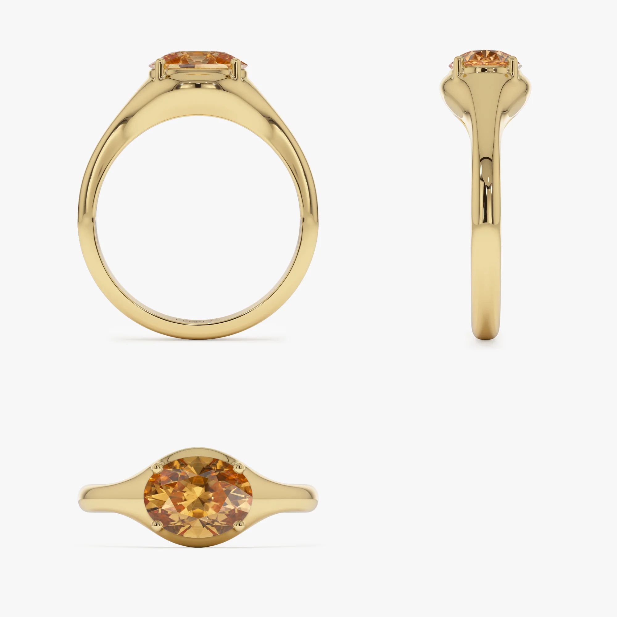 14K Oval Shape Prong Setting Citrine Ring - Image 7