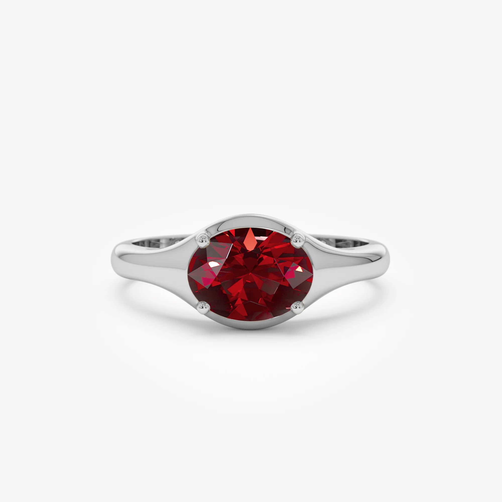 14K Oval Shape Prong Setting Garnet Ring - Image 6