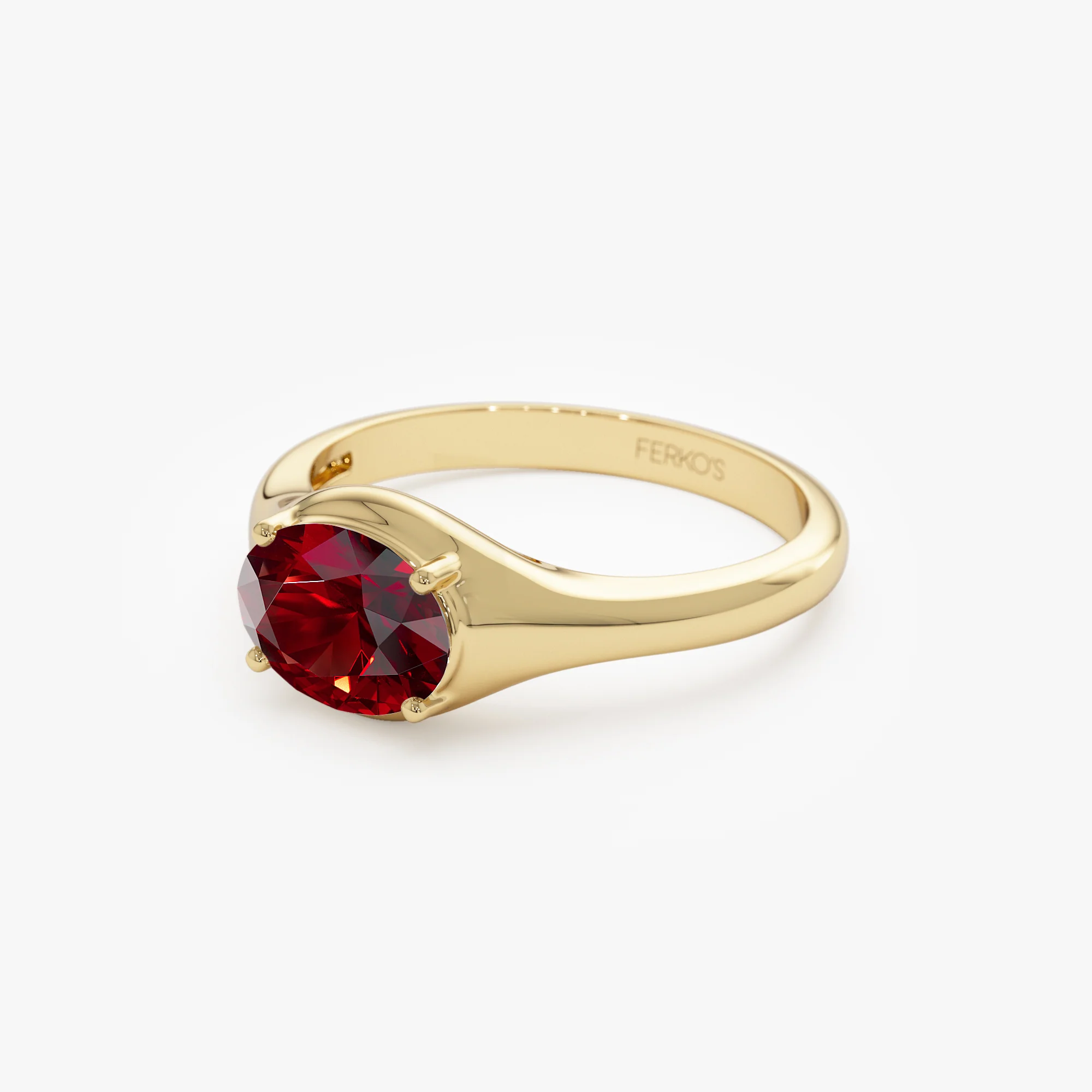 14K Oval Shape Prong Setting Garnet Ring - Image 7