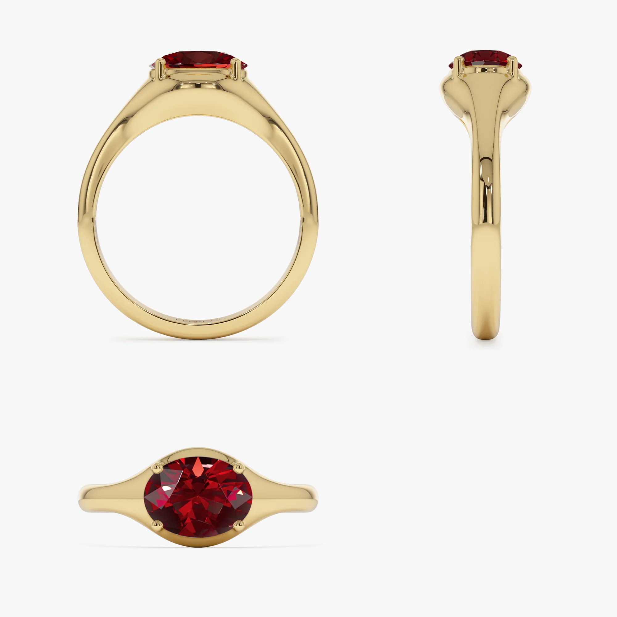 14K Oval Shape Prong Setting Garnet Ring - Image 8