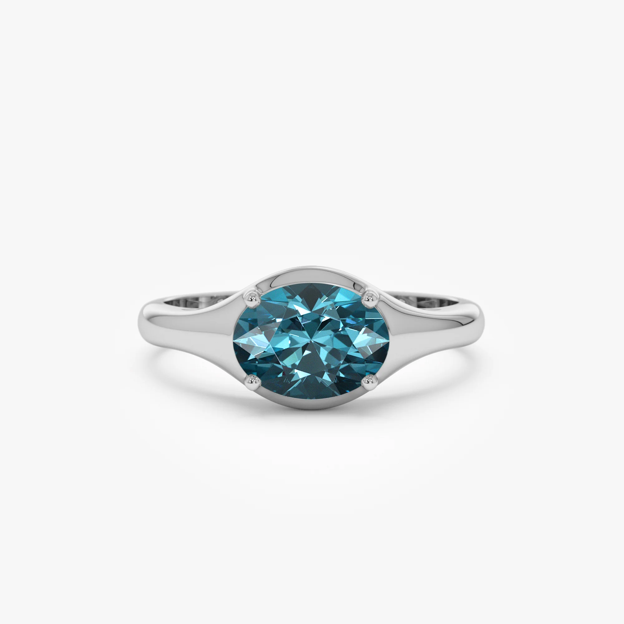 14K Oval Shape Prong Setting London Blue Topaz Ring - Image 6