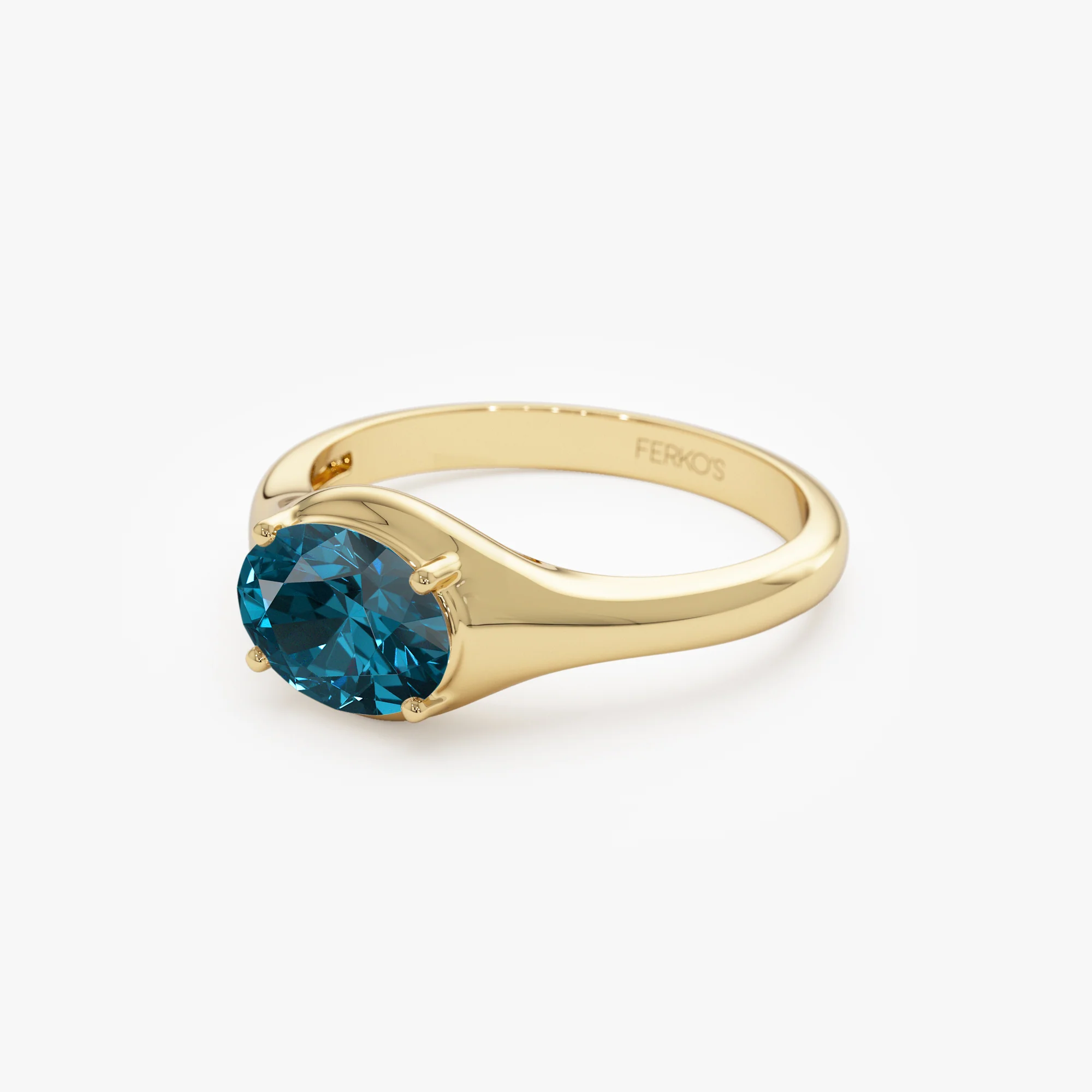 14K Oval Shape Prong Setting London Blue Topaz Ring - Image 7
