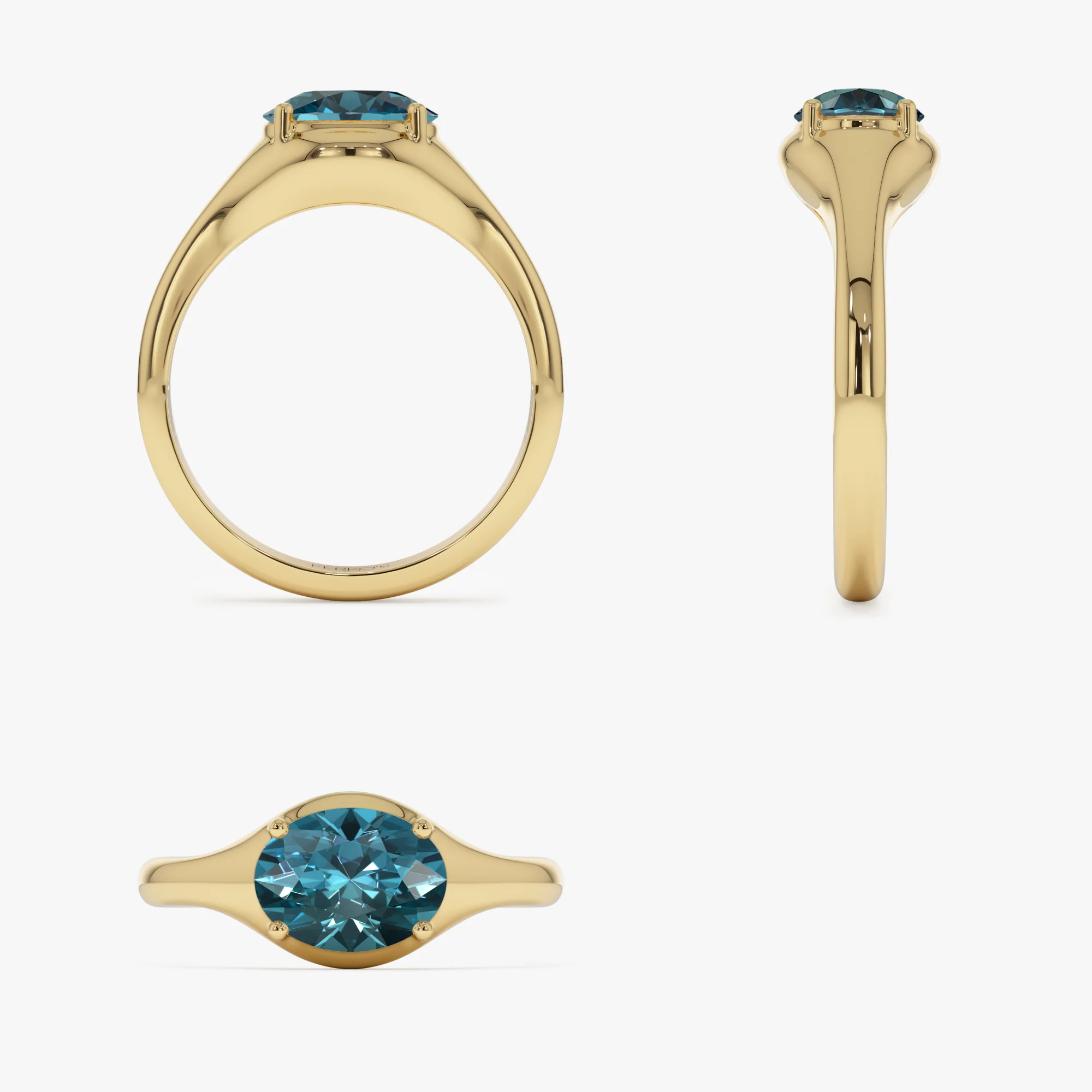 14K Oval Shape Prong Setting London Blue Topaz Ring - Image 8