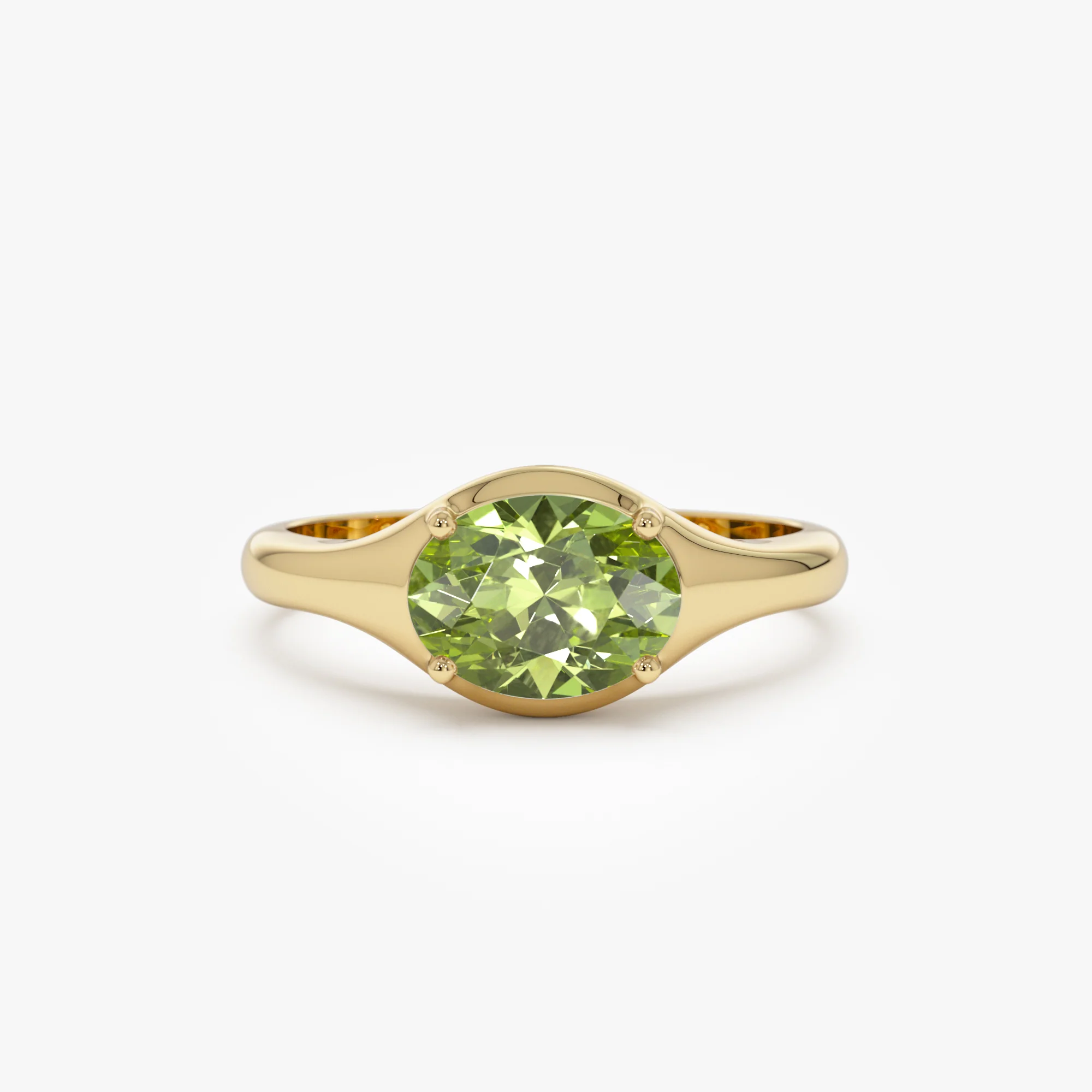 14K Oval Shape Prong Setting Peridot Ring