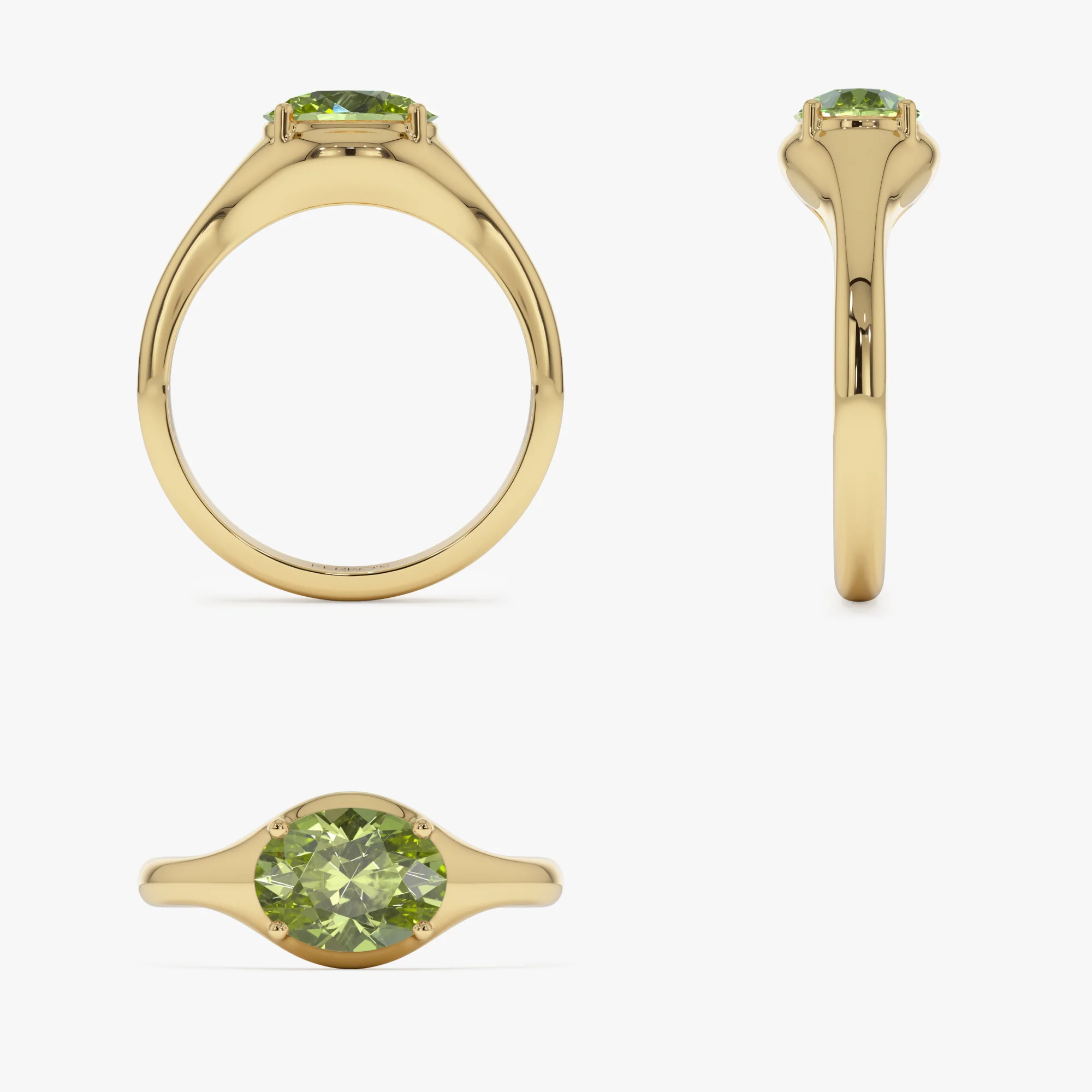 14K Oval Shape Prong Setting Peridot Ring - Image 8