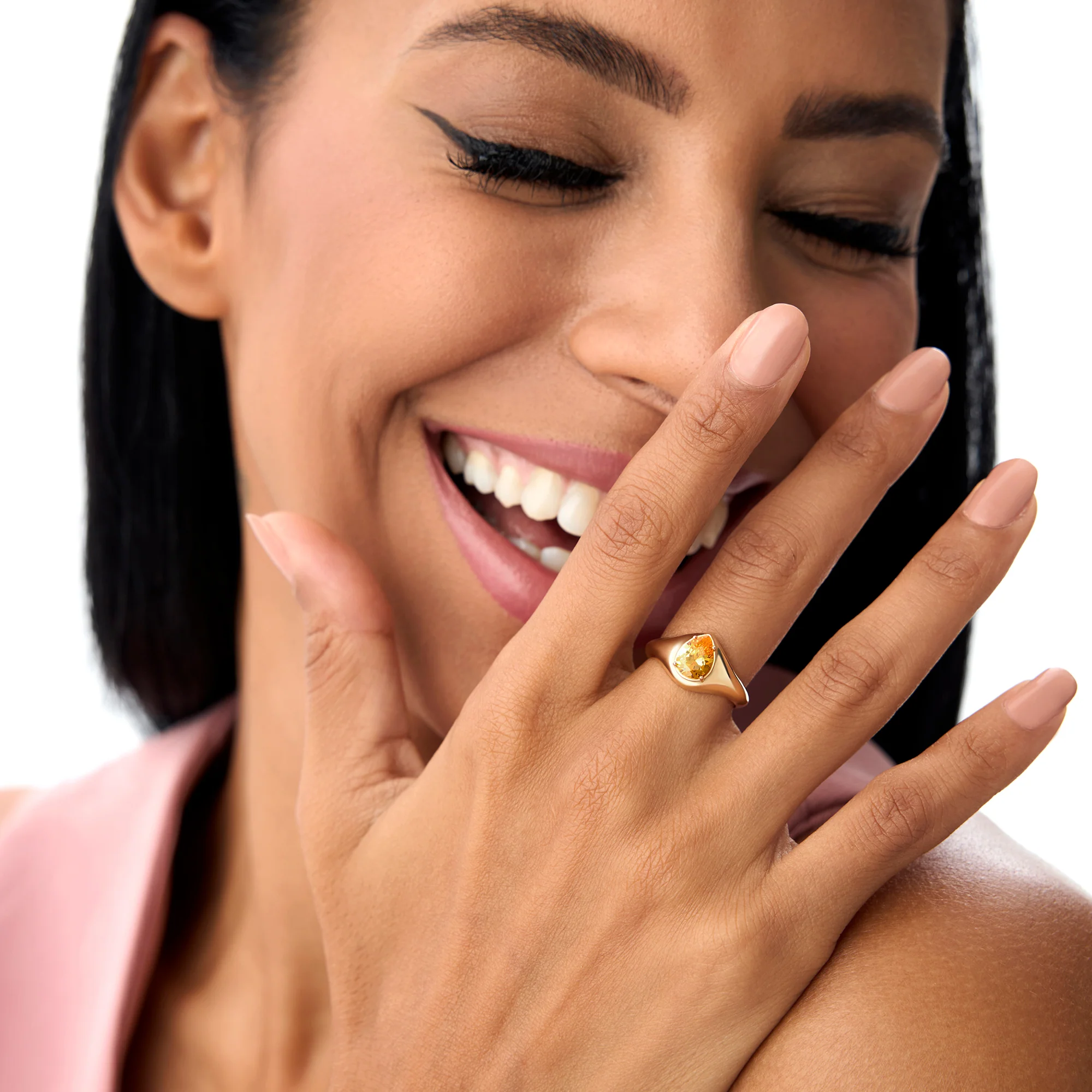 14K Pear Shaped Citrine Statement Ring - Image 2