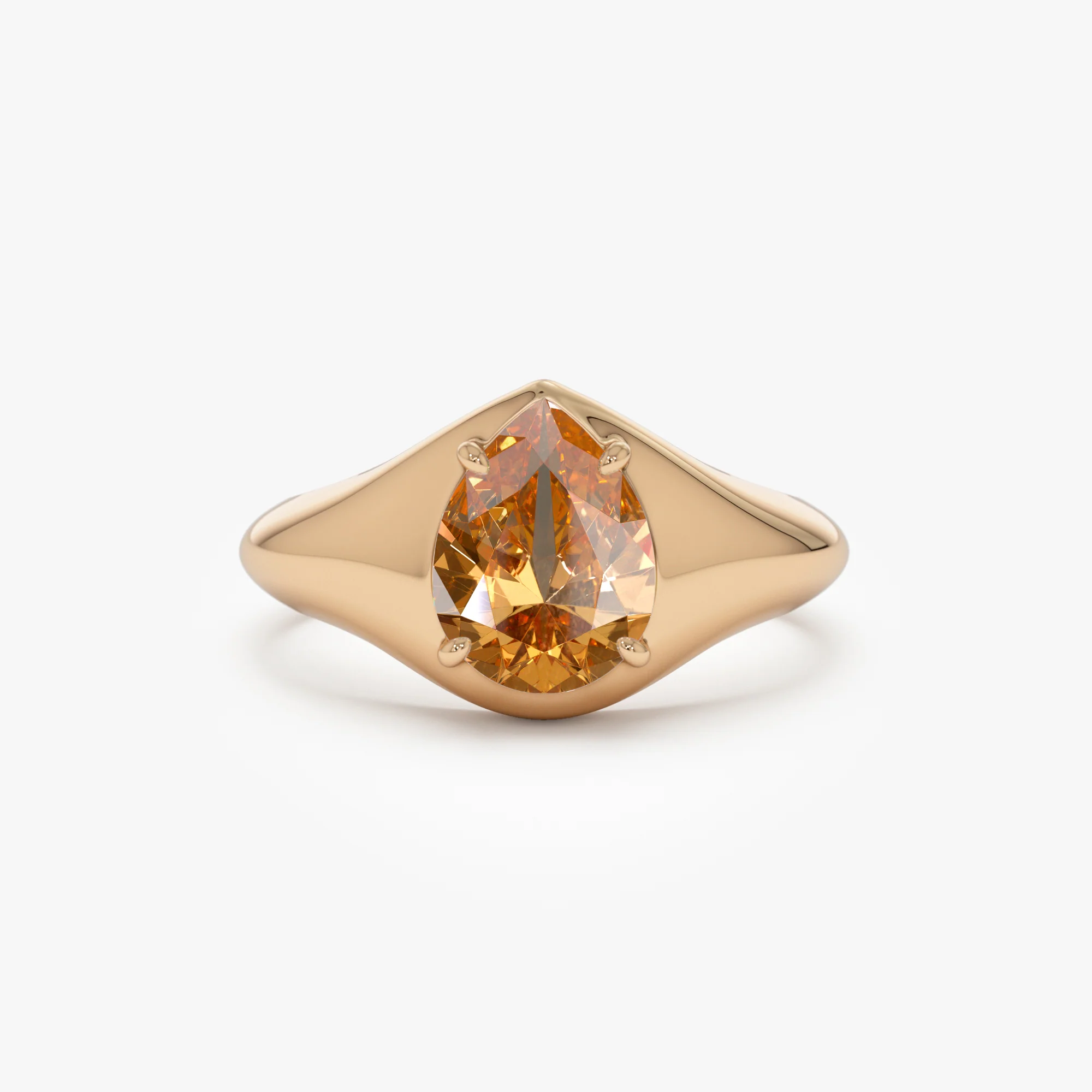 14K Pear Shaped Citrine Statement Ring - Image 5