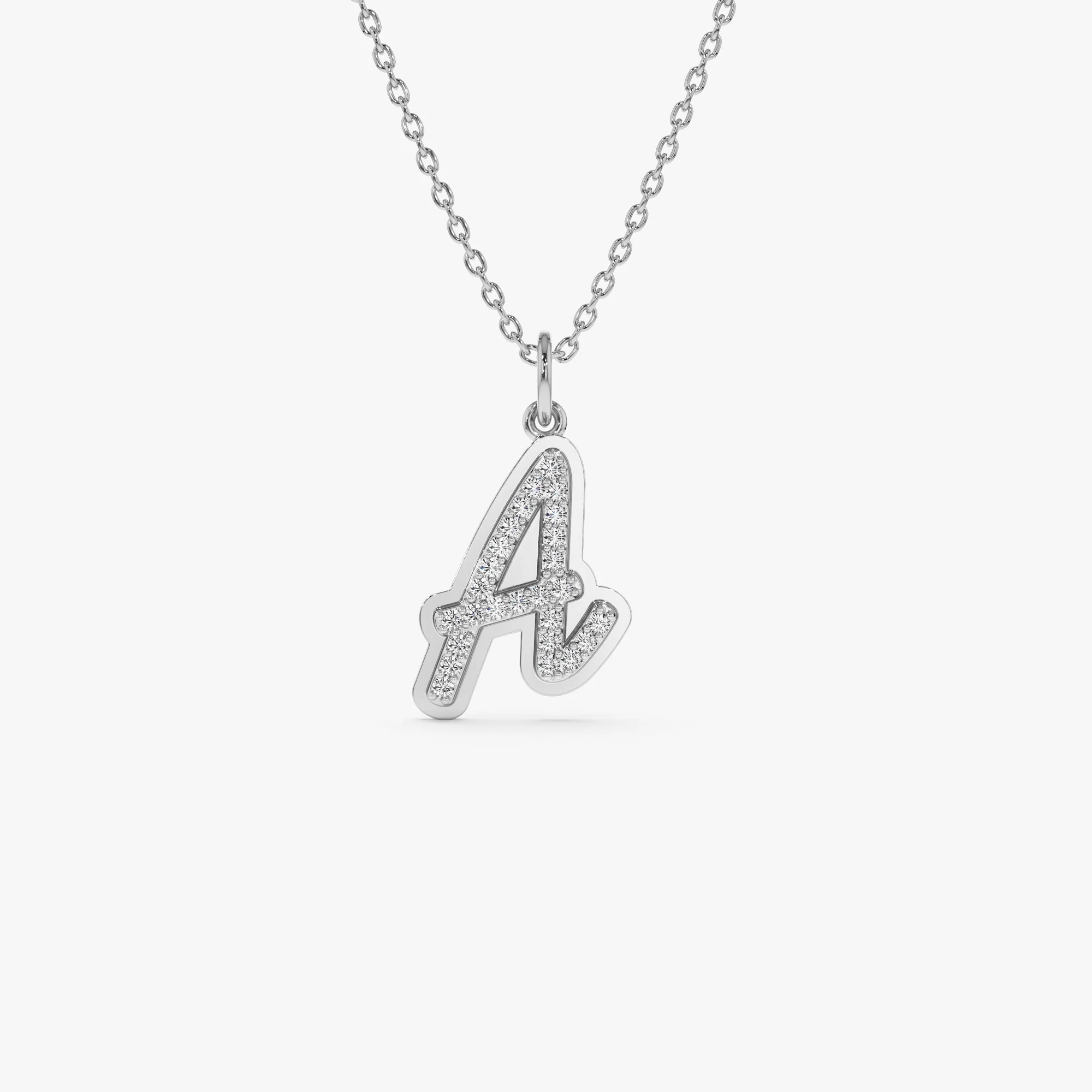 14K Gold Script Font Diamond Initial Layered 3D Necklace - Image 6