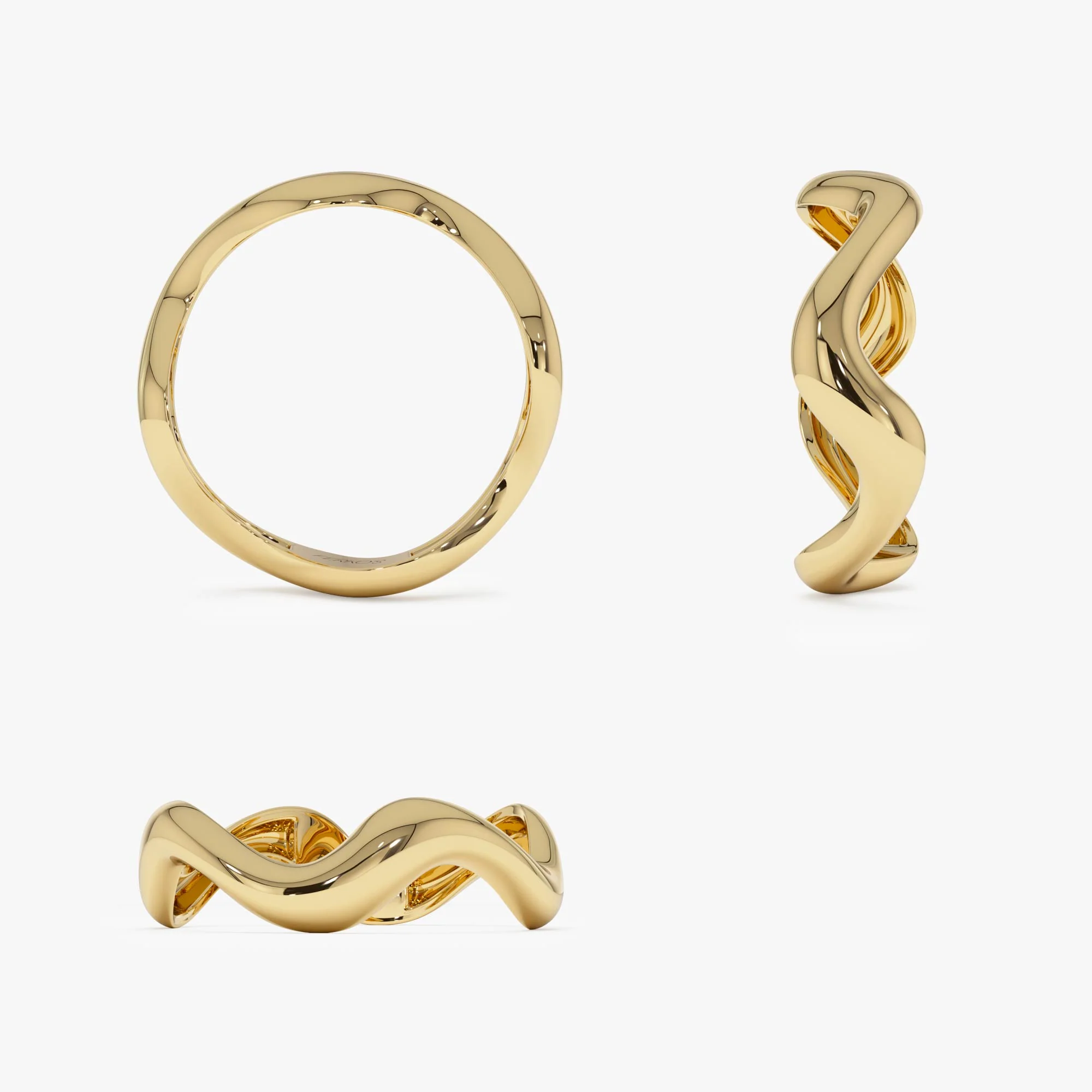14K Gold Sculptural Wave Band - Image 10