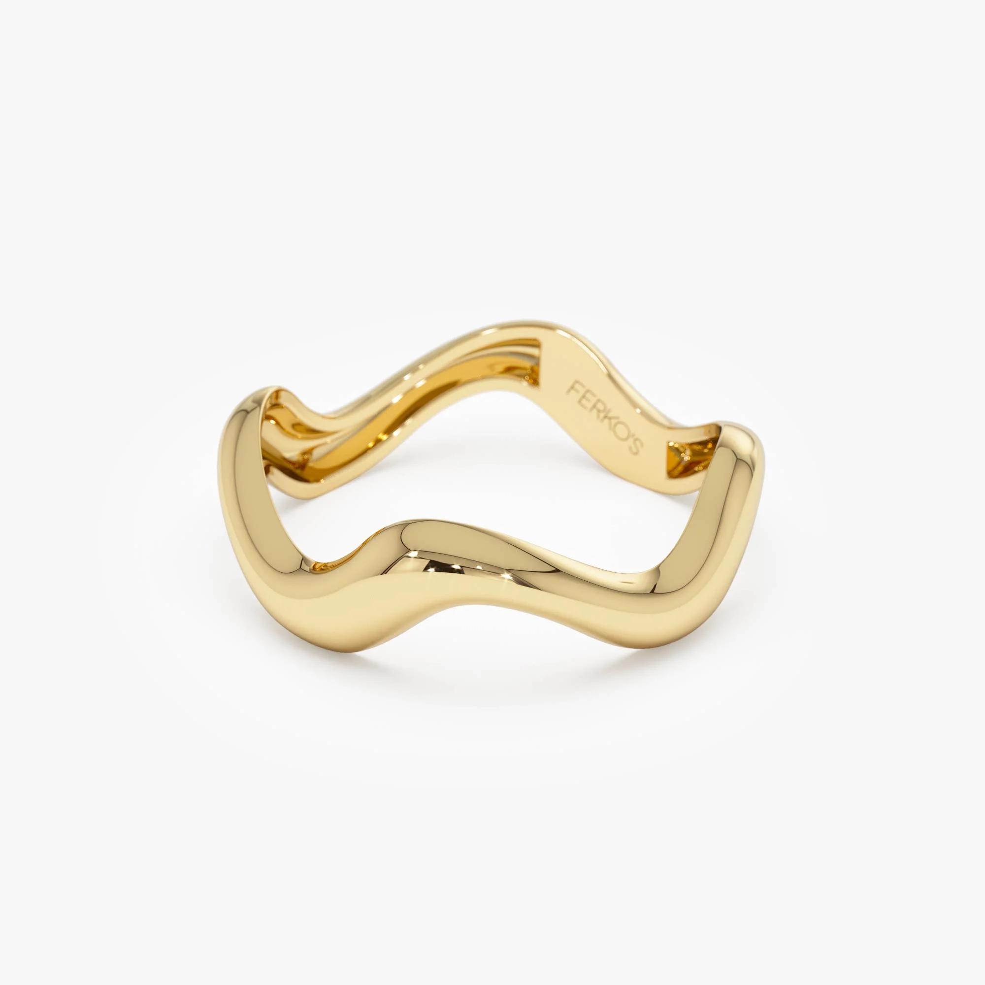 14K Gold Sculptural Wave Band - Image 9