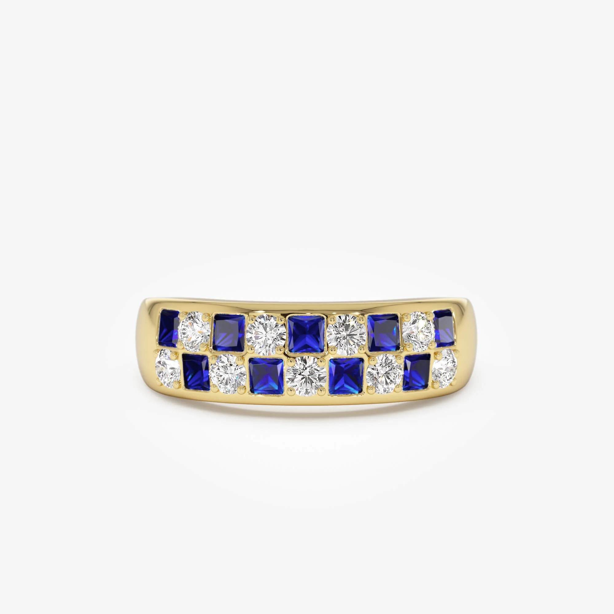 14K Square Sapphire & Diamond Wedding Ring