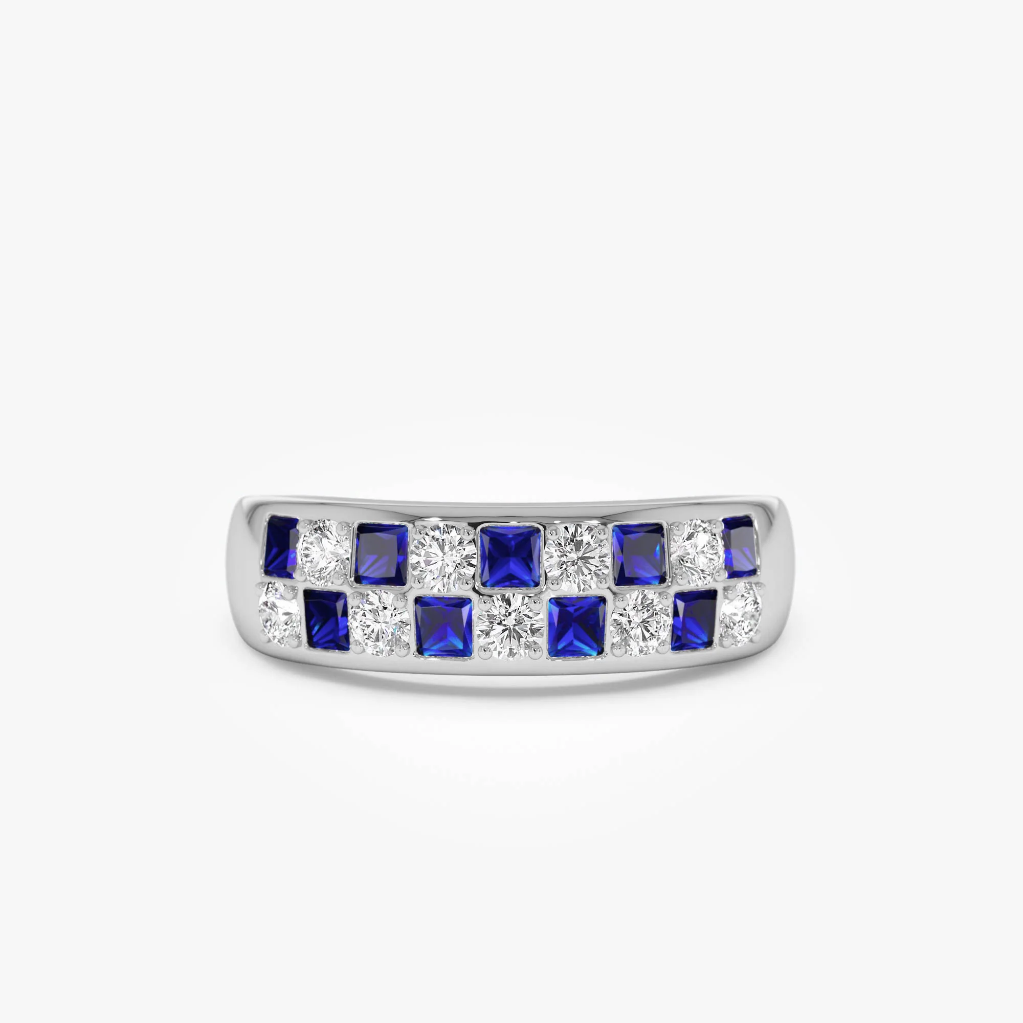 14K Square Sapphire & Diamond Wedding Ring - Image 6