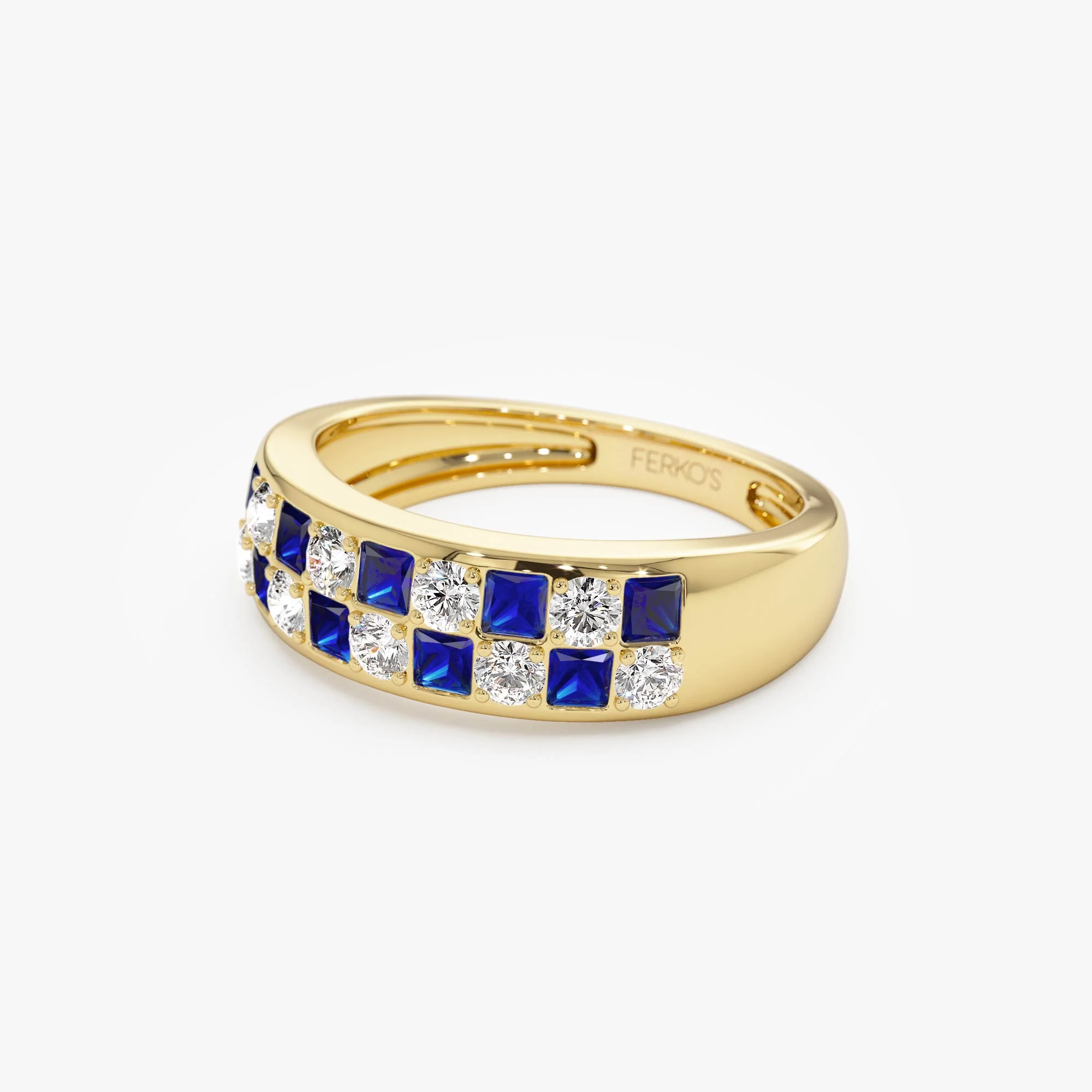 14K Square Sapphire & Diamond Wedding Ring - Image 7
