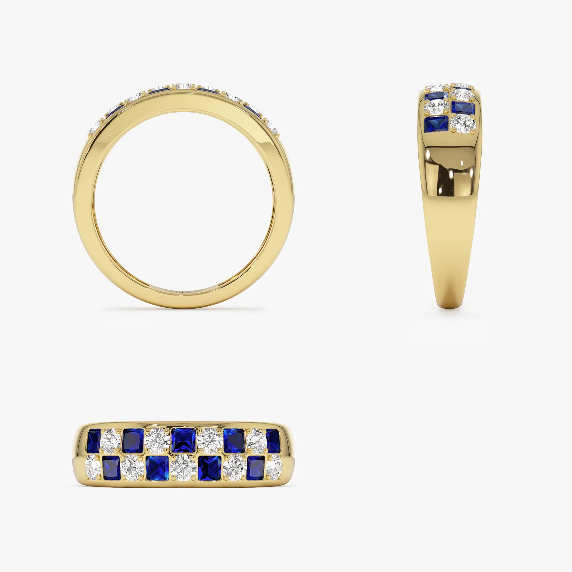 14K Square Sapphire & Diamond Wedding Ring - Image 8