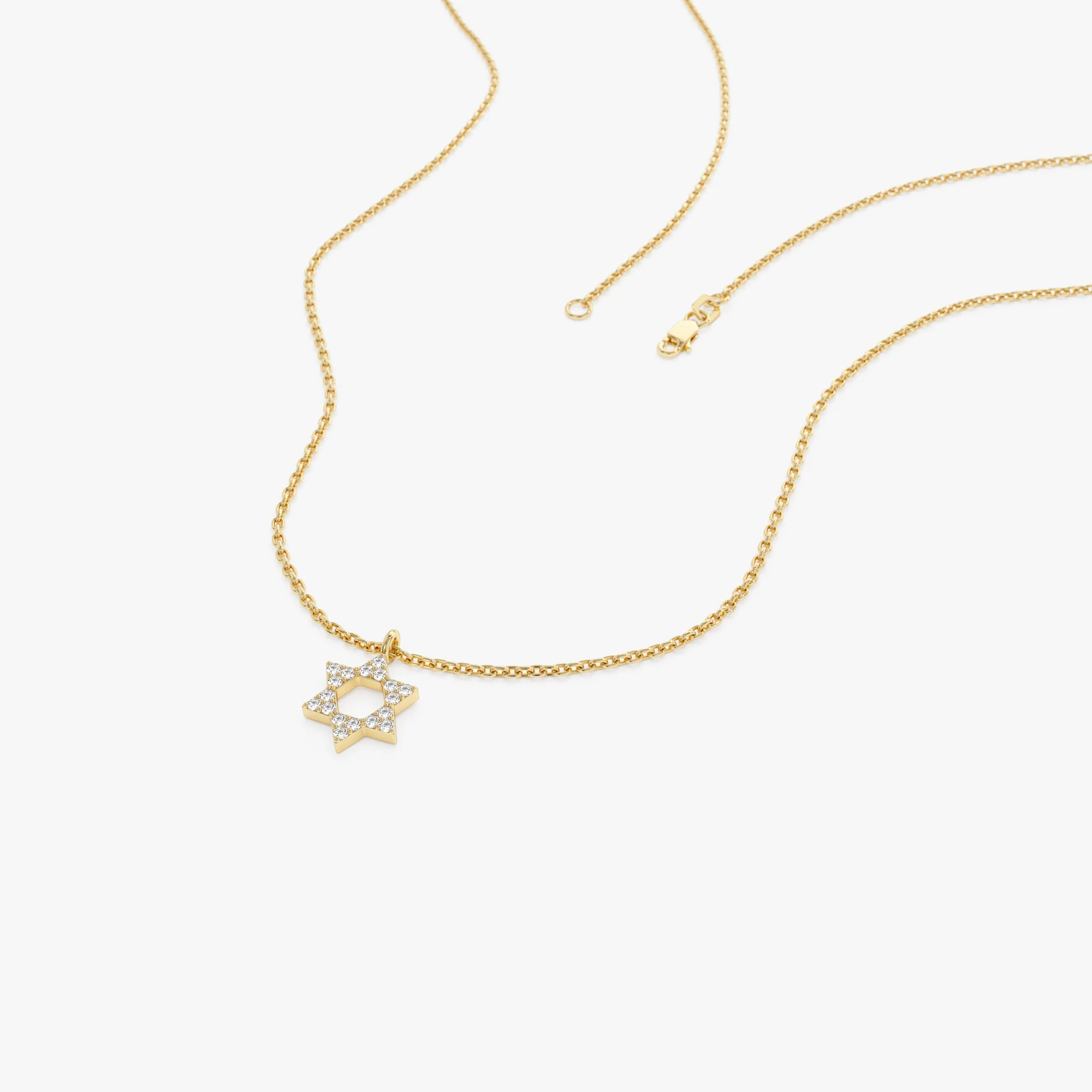 14K Gold Star of David Diamond Necklace - Image 10