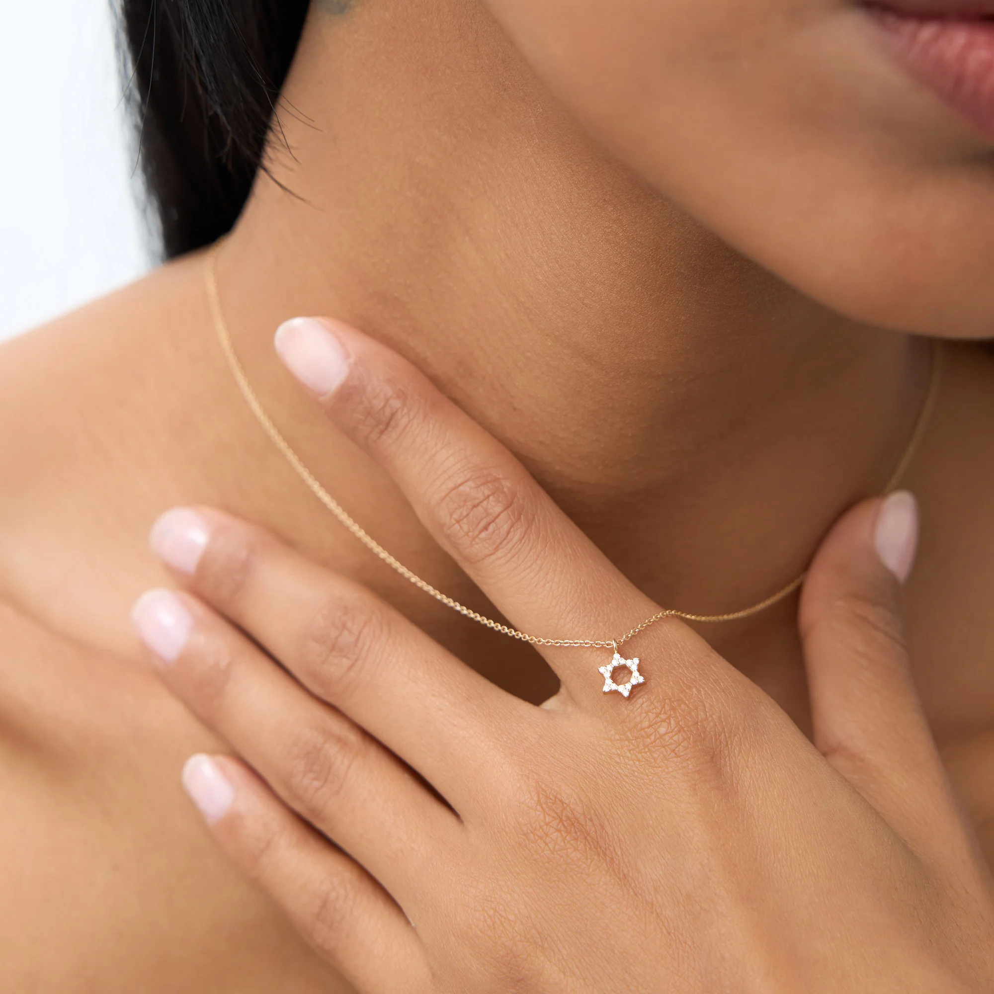 14K Gold Star of David Diamond Necklace - Image 4
