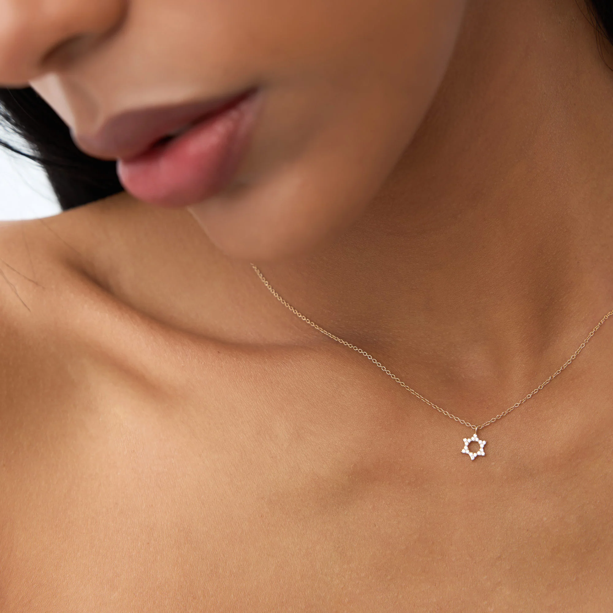 14K Gold Star of David Diamond Necklace - Image 7