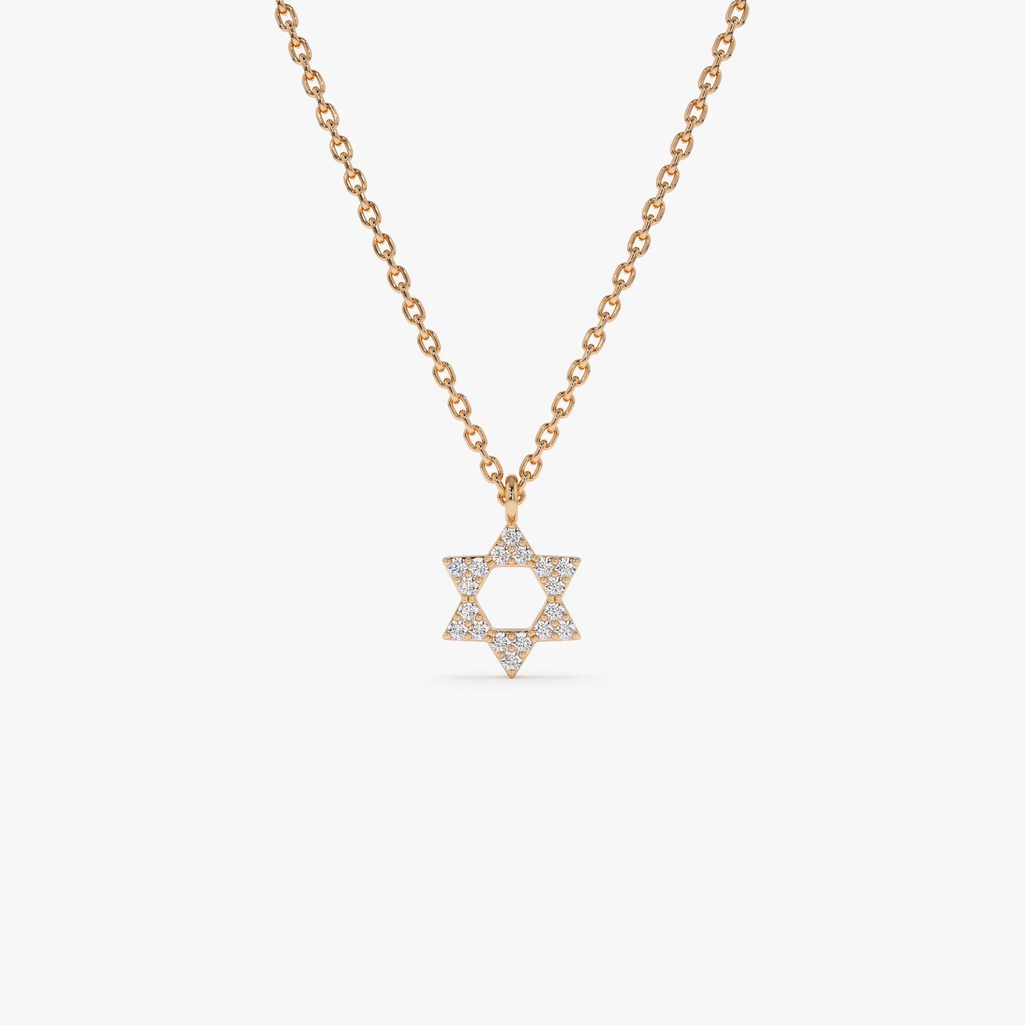 14K Gold Star of David Diamond Necklace - Image 8