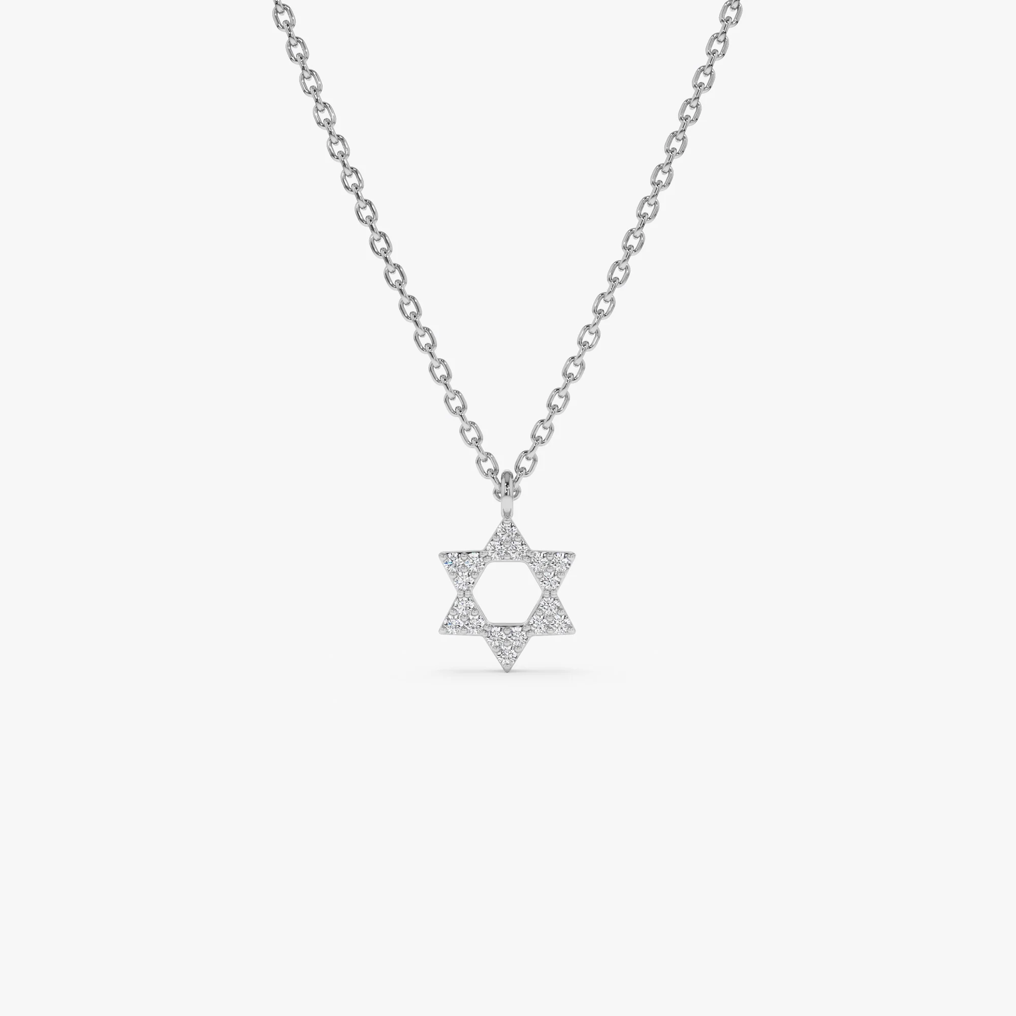 14K Gold Star of David Diamond Necklace - Image 9