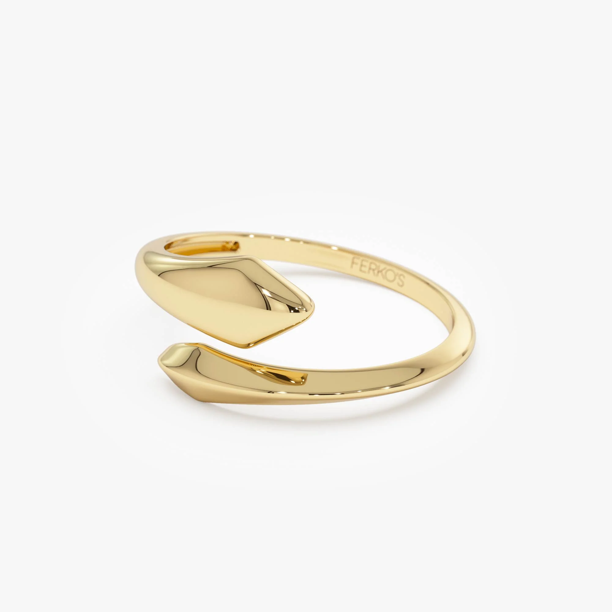 14K Gold Tapered  Bypass Ring - Image 7