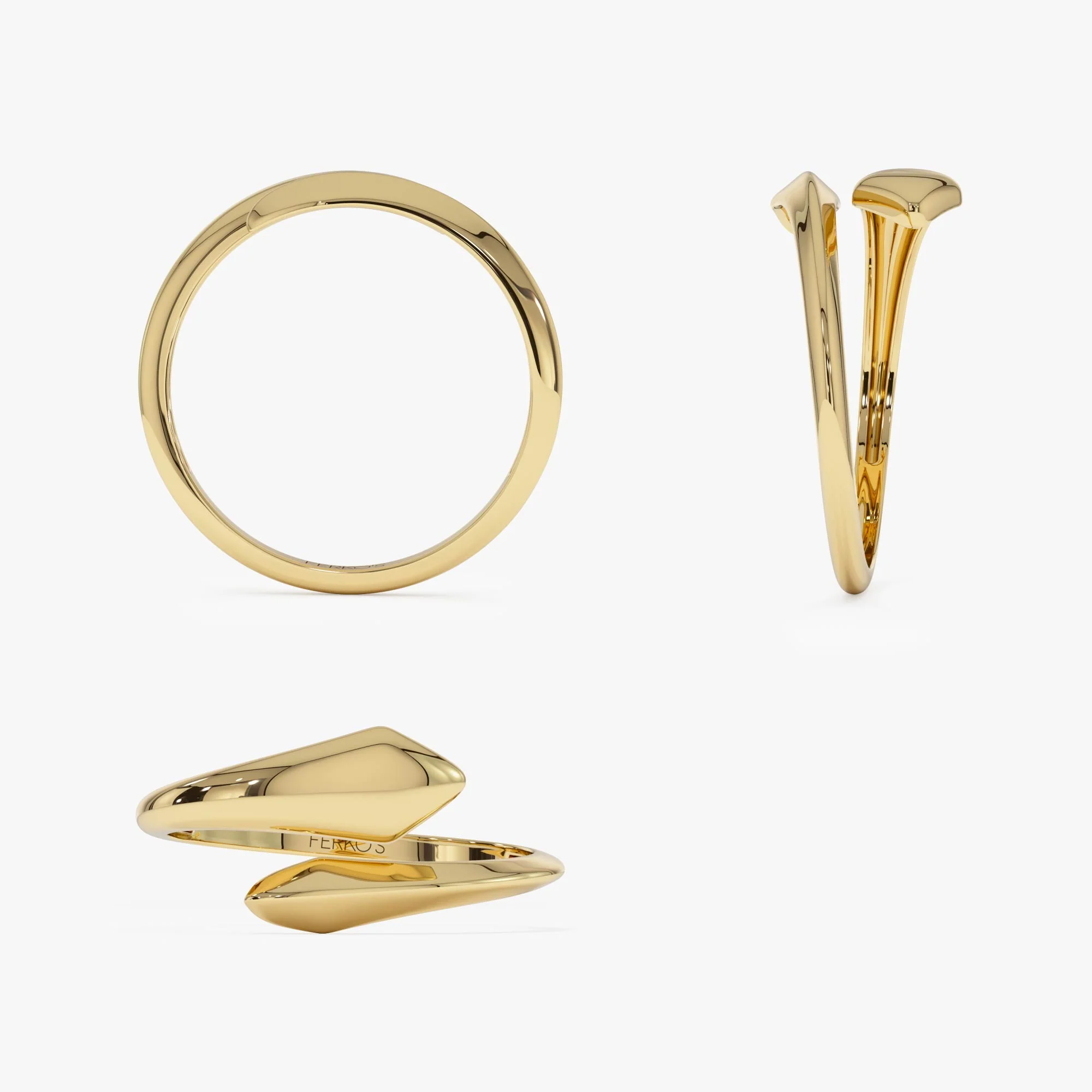 14K Gold Tapered  Bypass Ring - Image 8