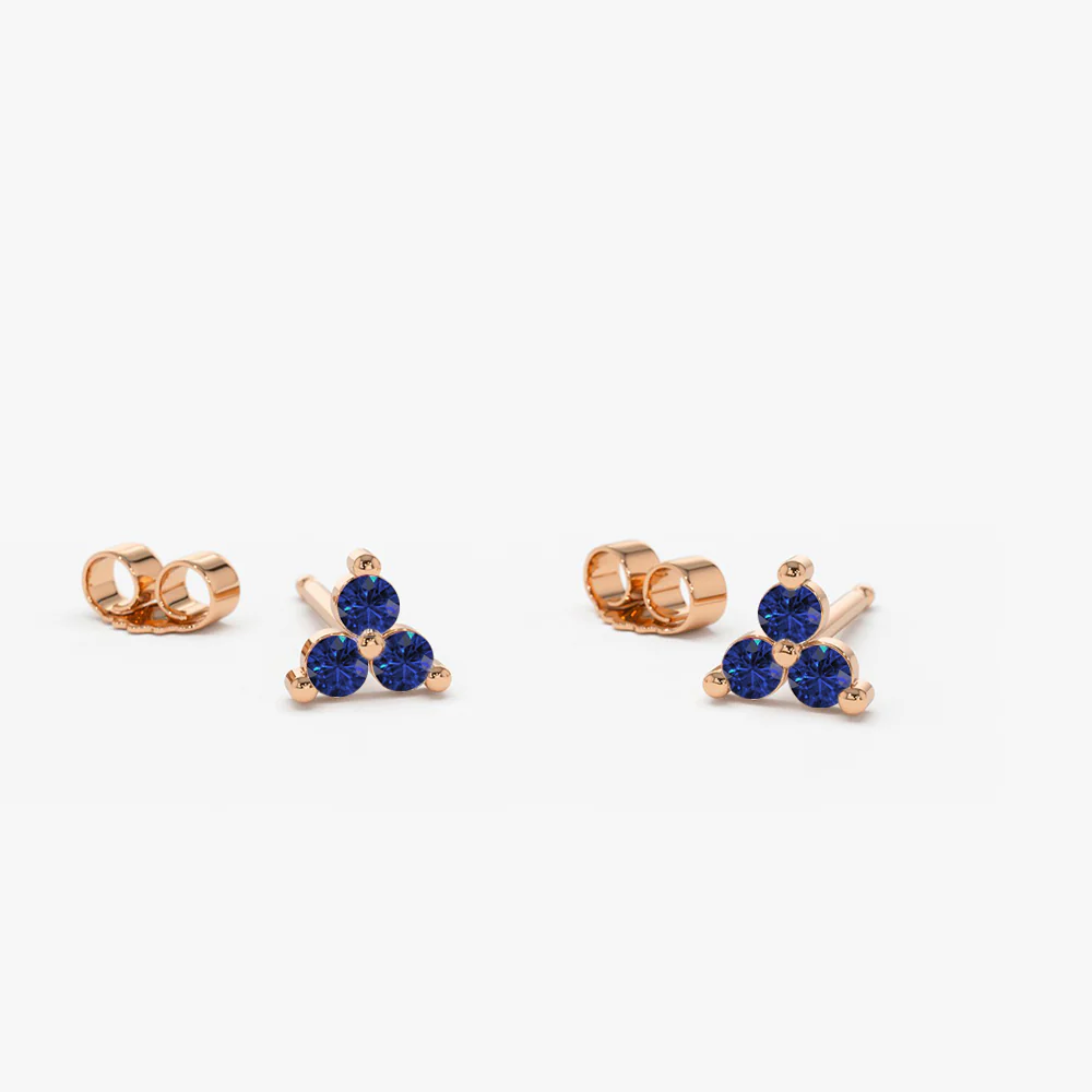 14K Tiny Trio Sapphire Earrings - Image 5
