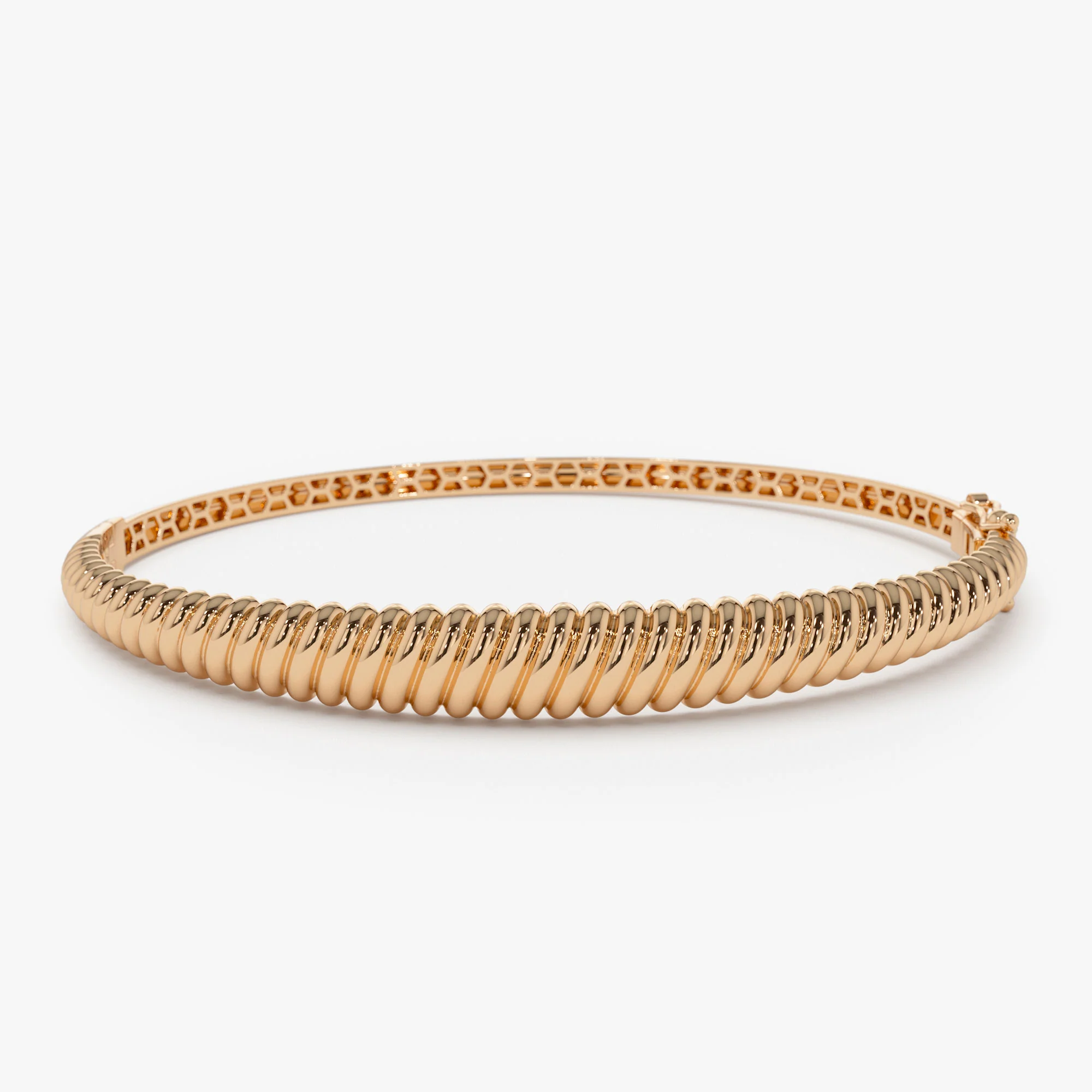 14K Gold Twist Bangle Bracelet - Image 7