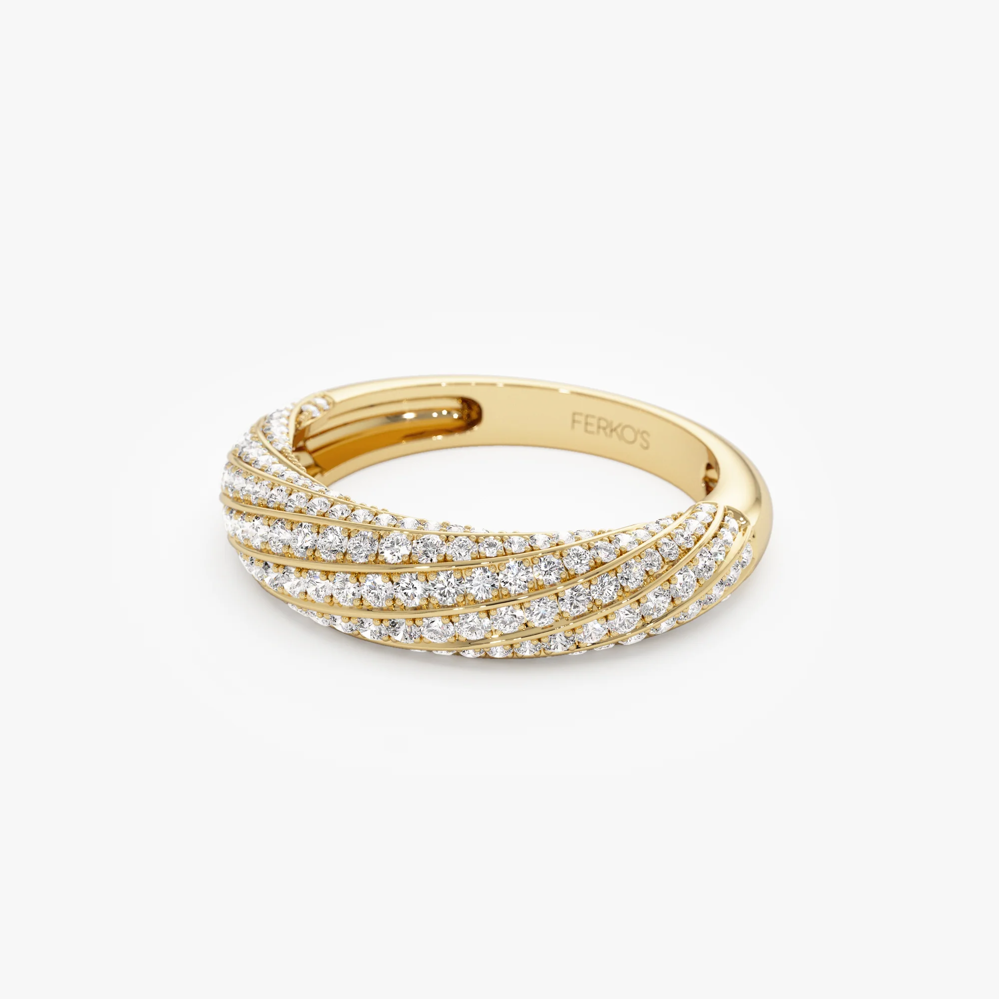 14k Gold Unique Twist Design Pave Diamond Ring - Image 10