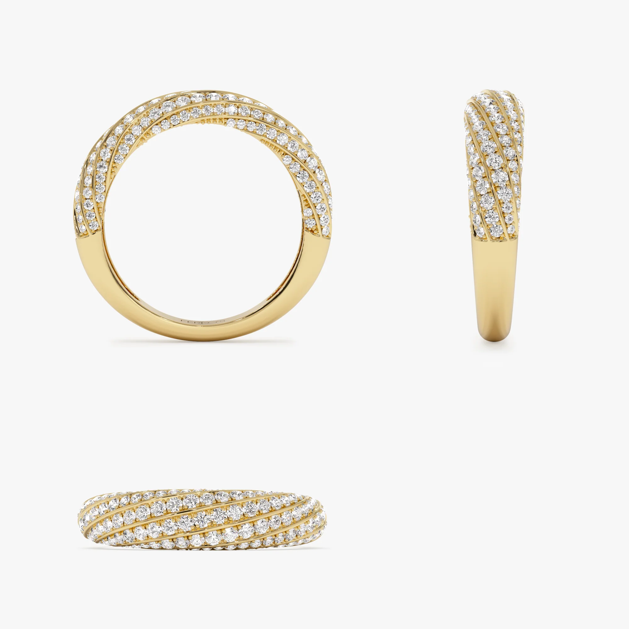 14k Gold Unique Twist Design Pave Diamond Ring - Image 11