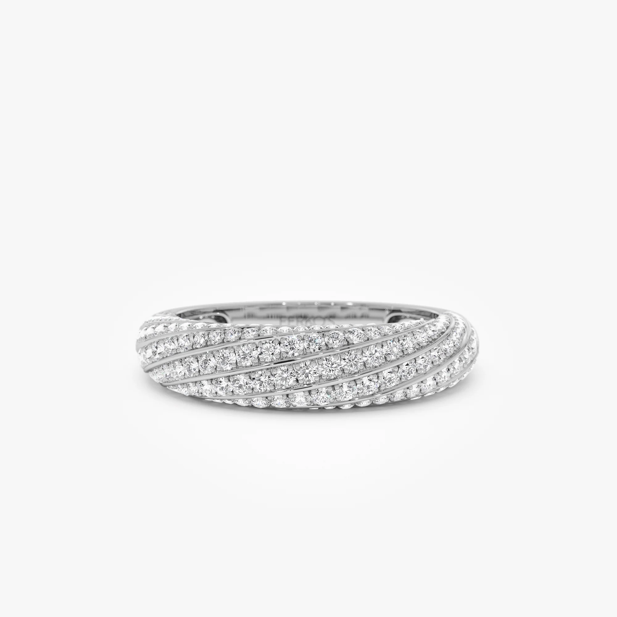 14k Gold Unique Twist Design Pave Diamond Ring - Image 8
