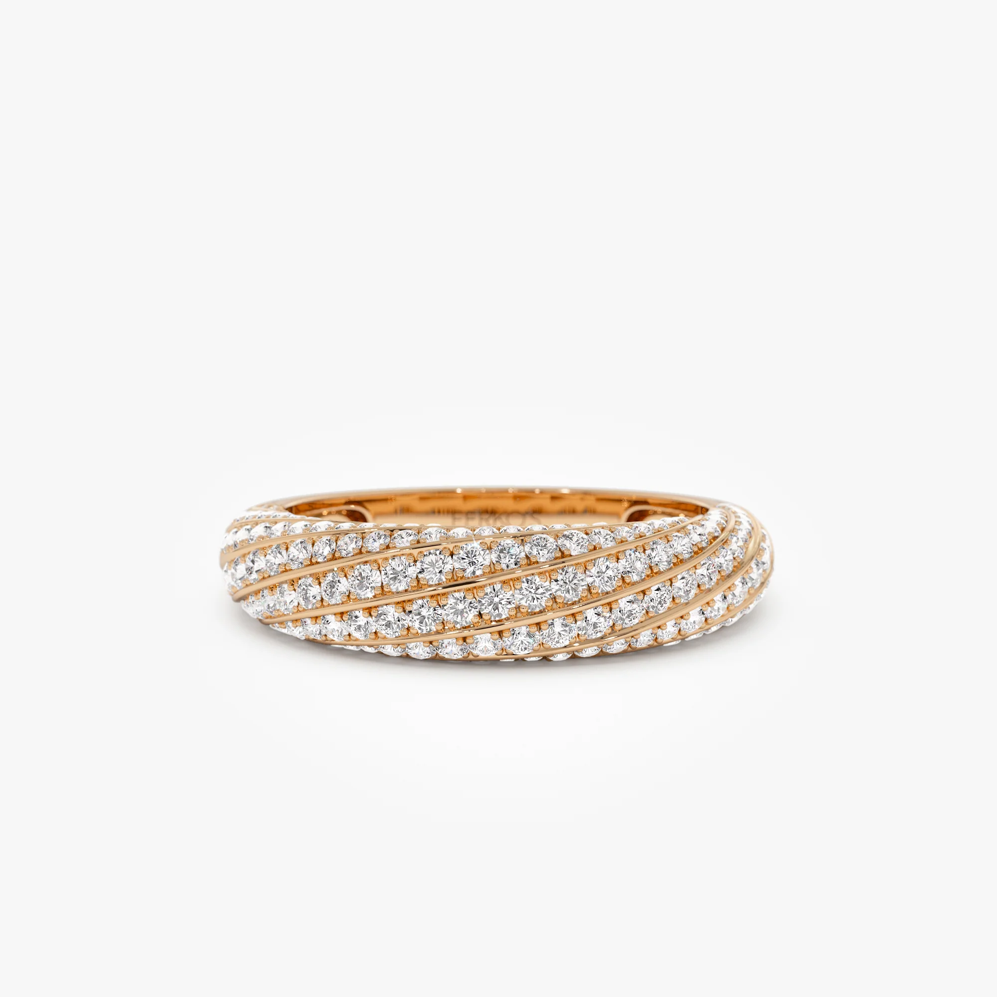 14k Gold Unique Twist Design Pave Diamond Ring - Image 9