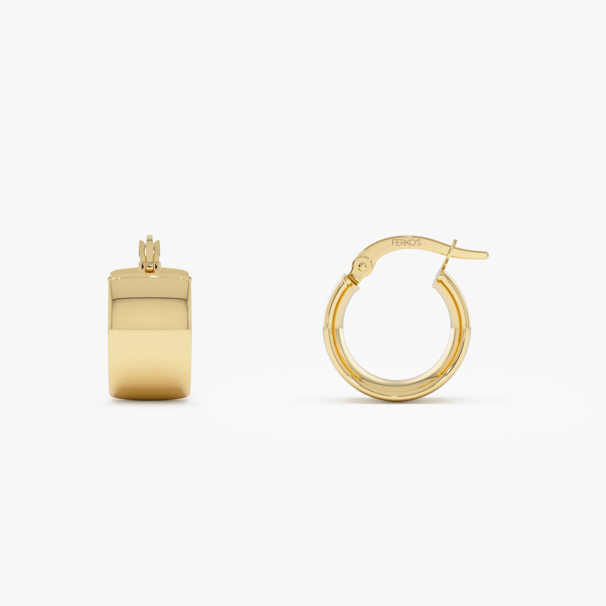 14K Gold 8MM Wide Hoop Earrings - Image 6