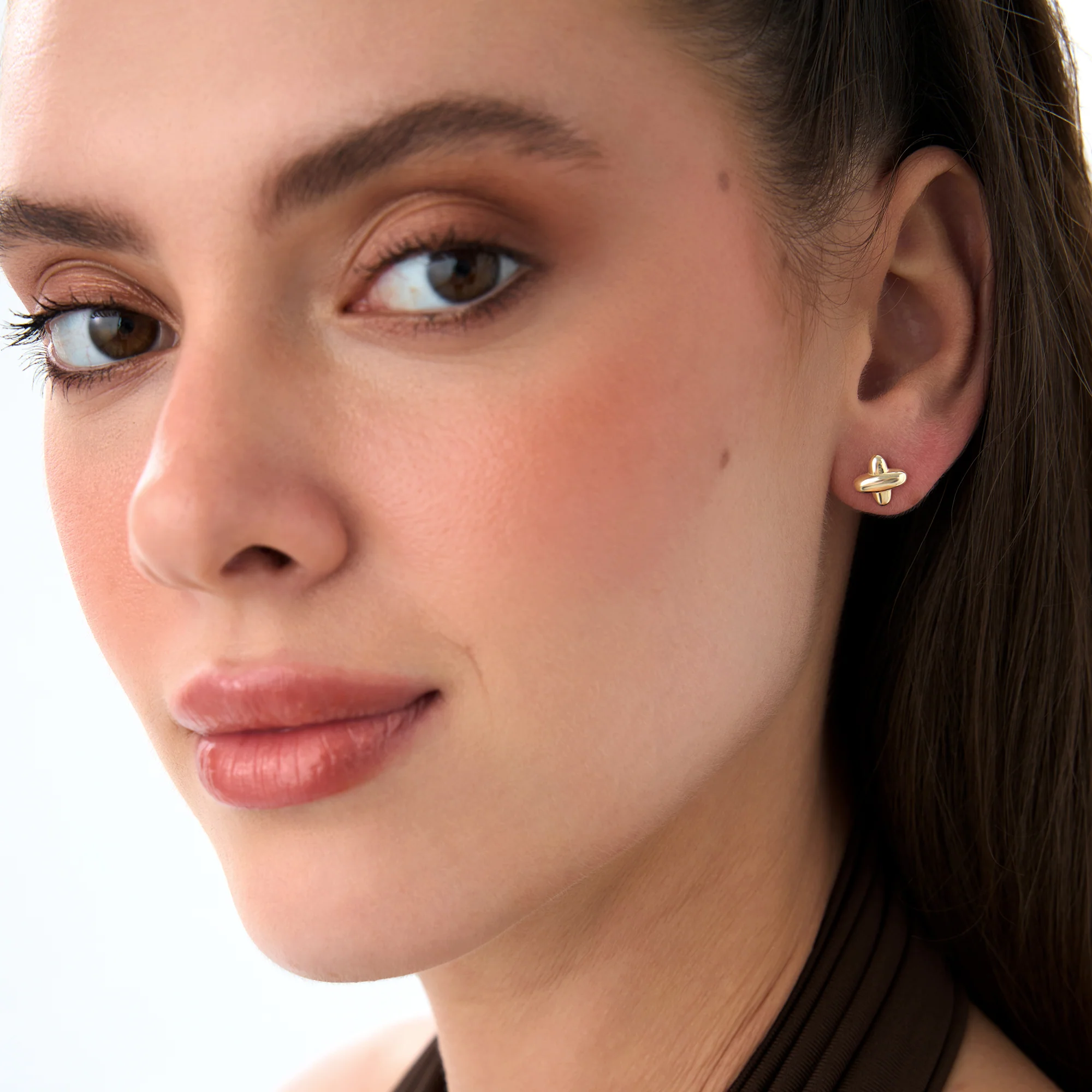 14K Gold X Stud Earrings - Image 3