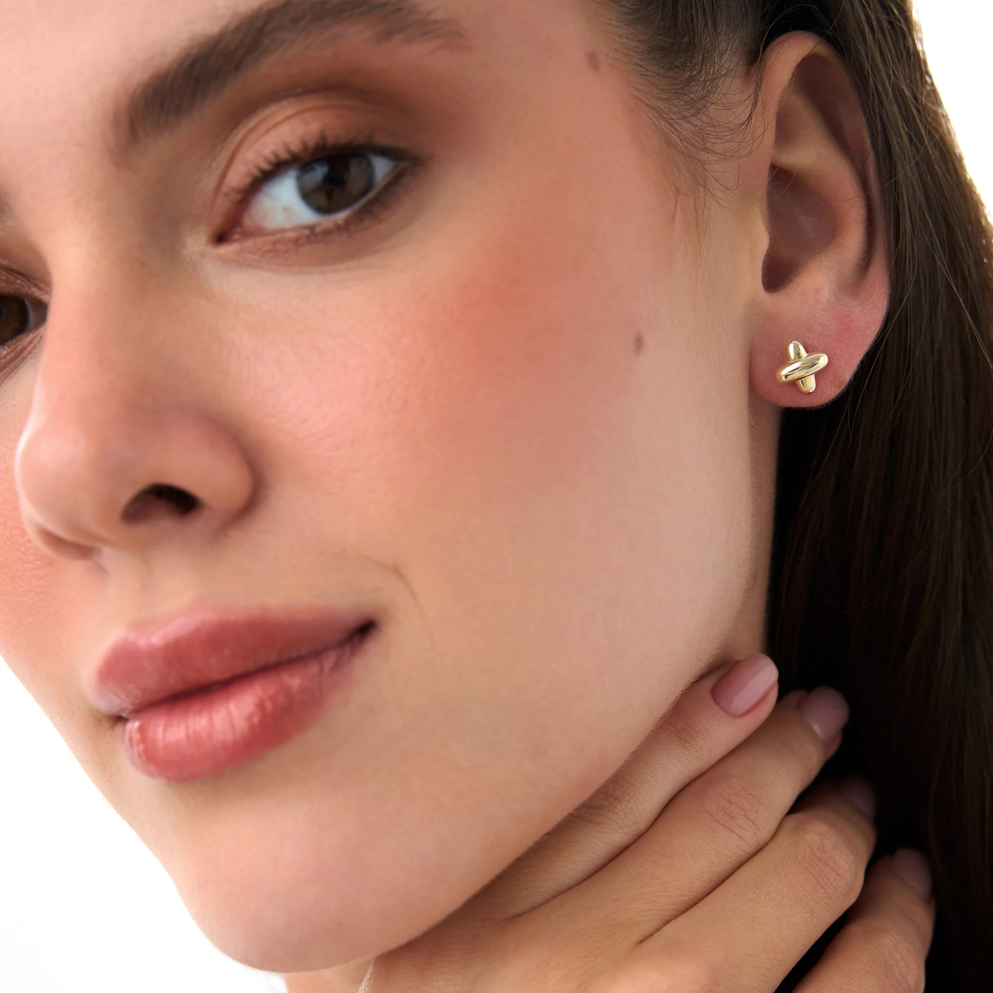 14K Gold X Stud Earrings - Image 4