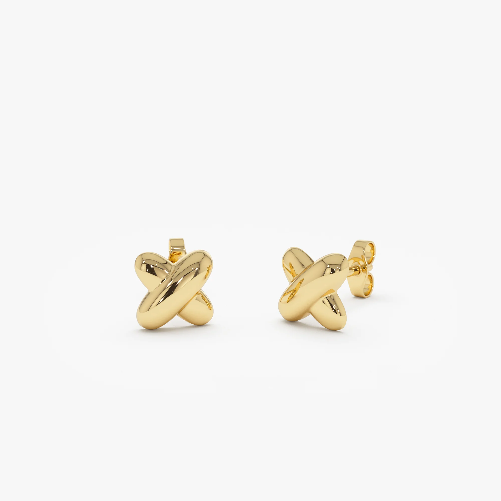 14K Gold X Stud Earrings - Image 8