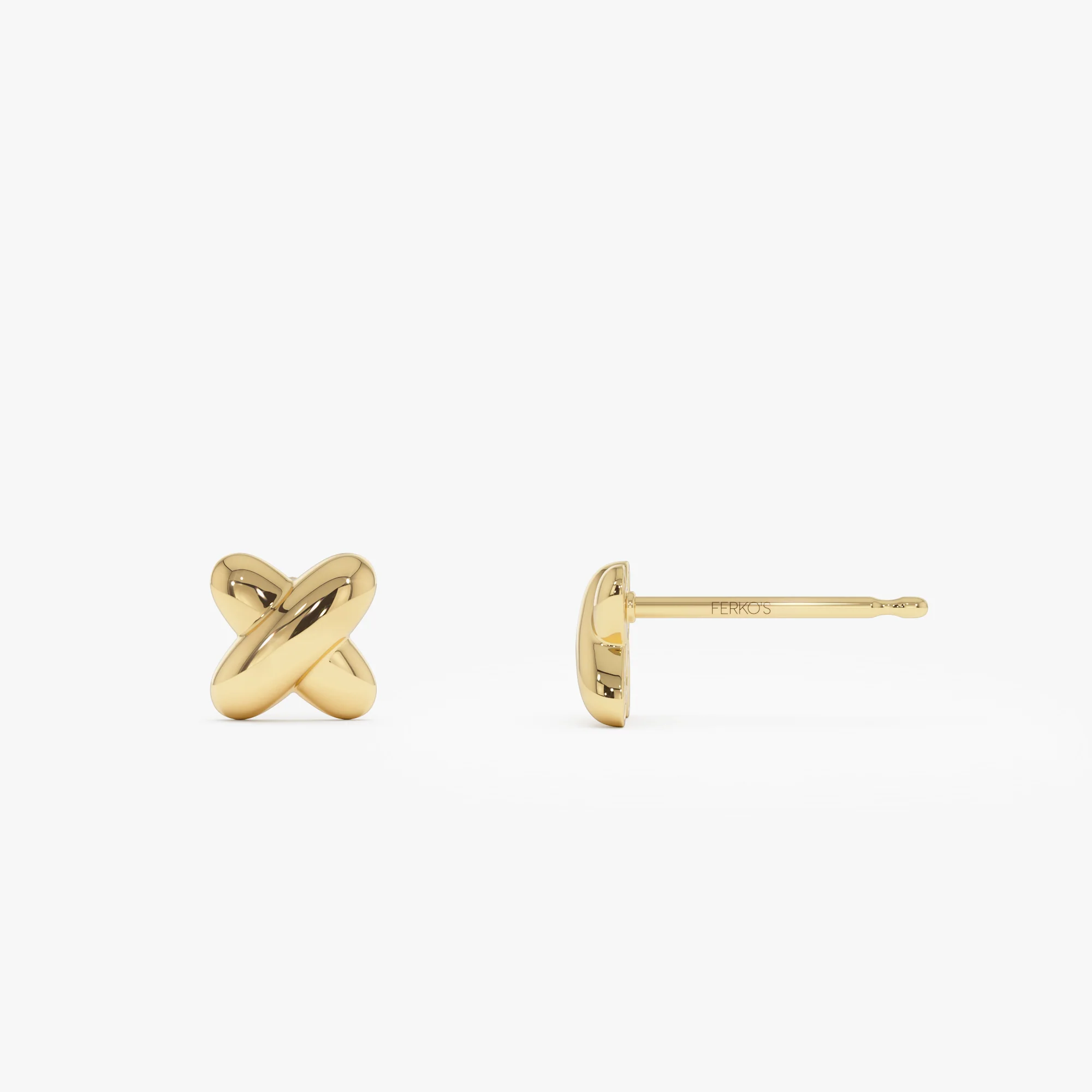 14K Gold X Stud Earrings - Image 9