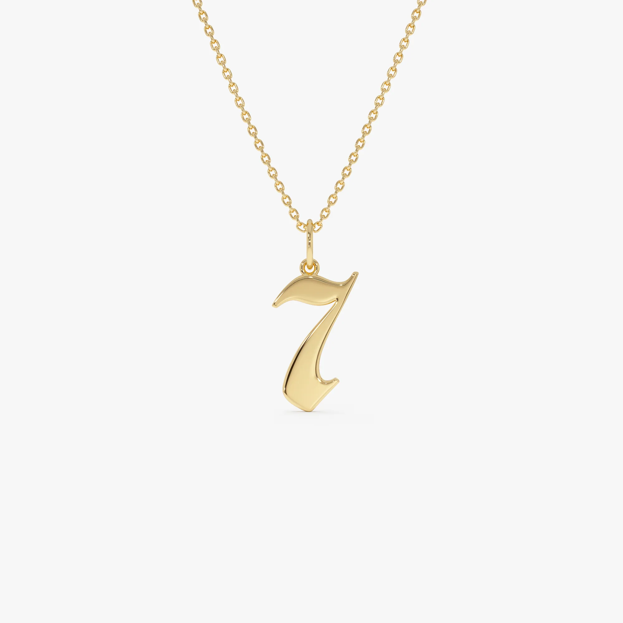 14K Gothic Number Pendant Necklace