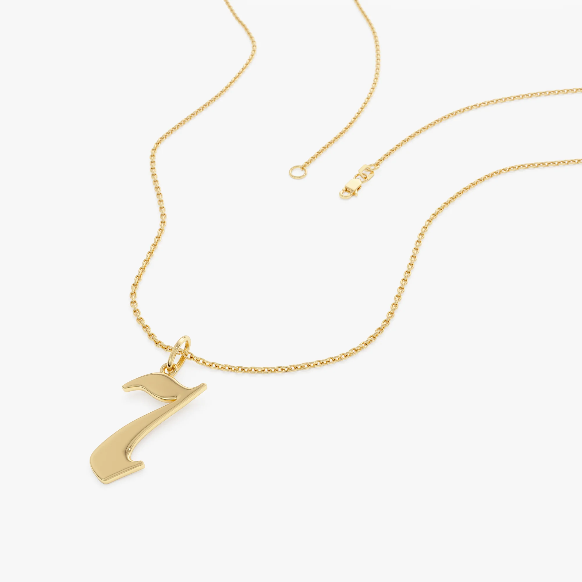 14K Gothic Number Pendant Necklace - Image 10